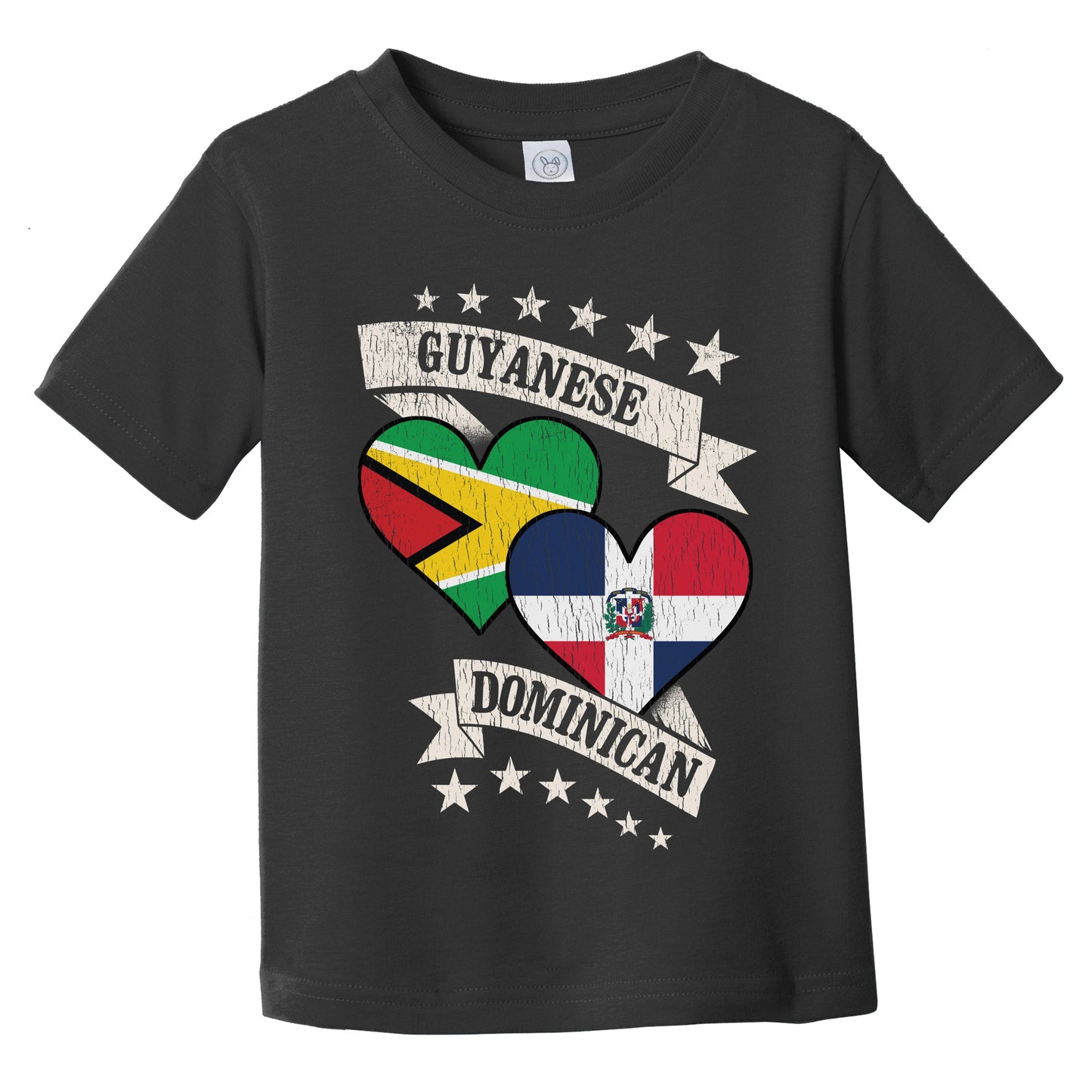 Guyanese Dominican Heart Flags Guyana Dominican Republic Infant Toddler T-Shirt