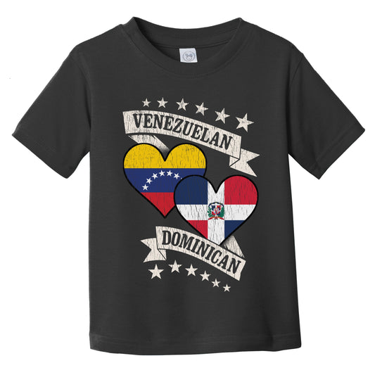 Venezuelan Dominican Heart Flags Venezuela Dominican Republic Infant Toddler T-Shirt