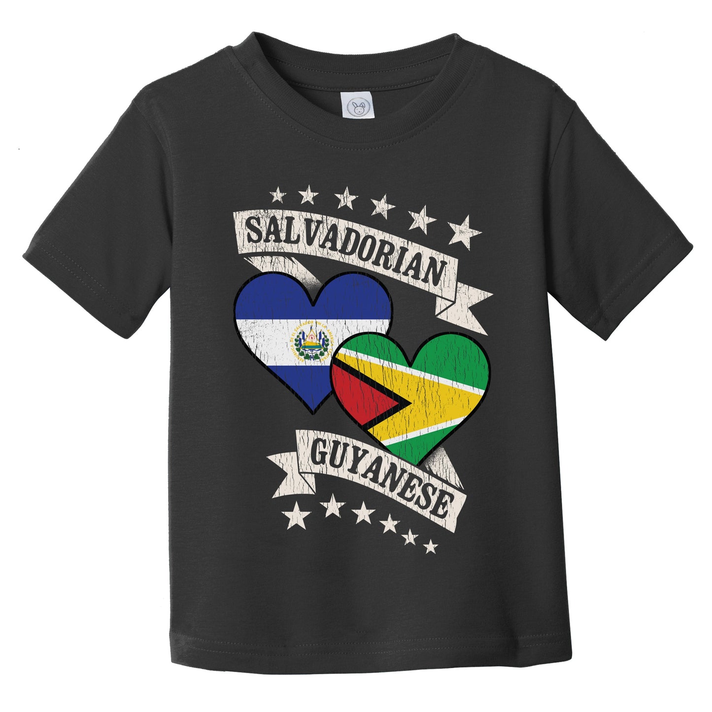 Salvadorian Guyanese Heart Flags El Salvador Guyana Infant Toddler T-Shirt