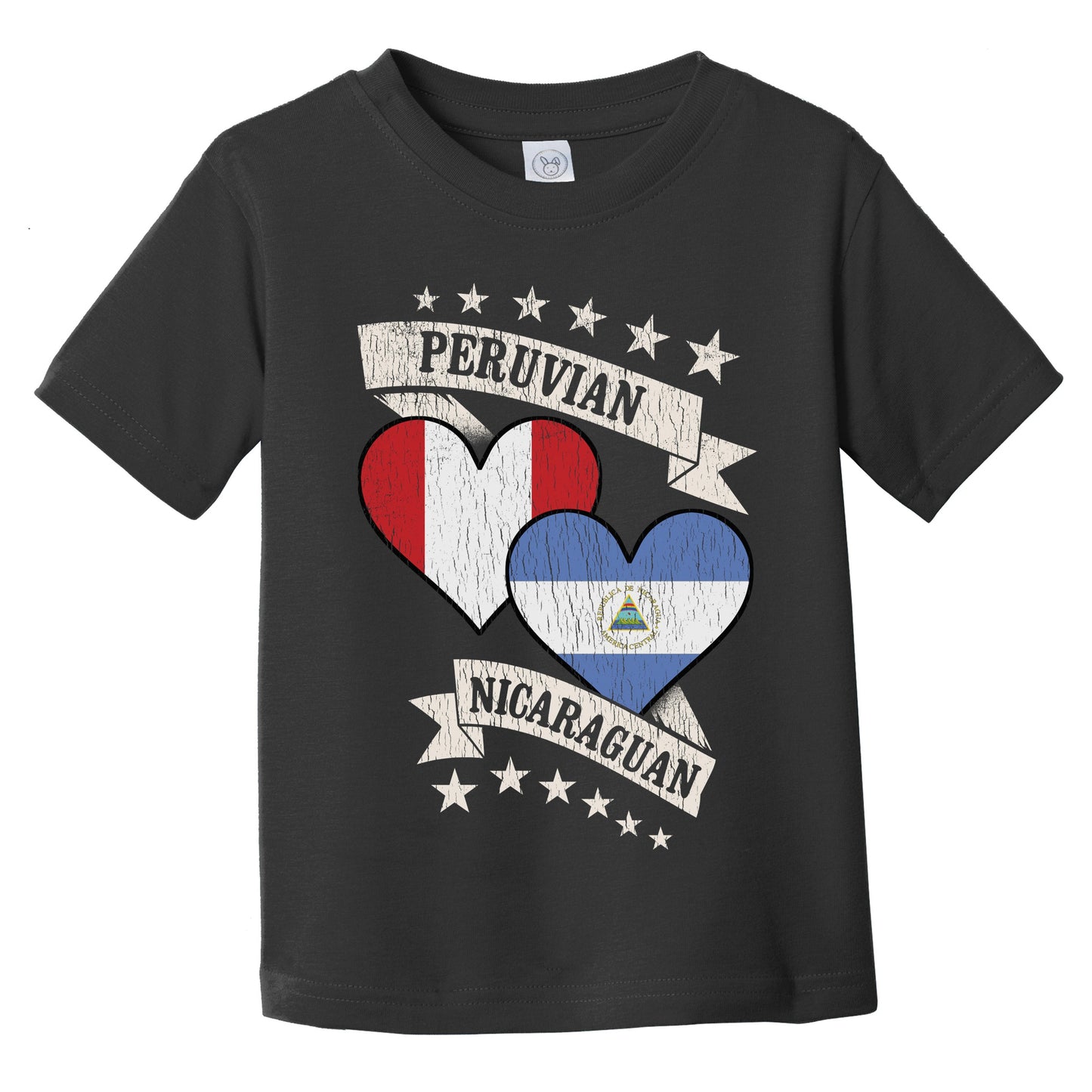 Peruvian Nicaraguan Heart Flags Peru Nicaragua Infant Toddler T-Shirt