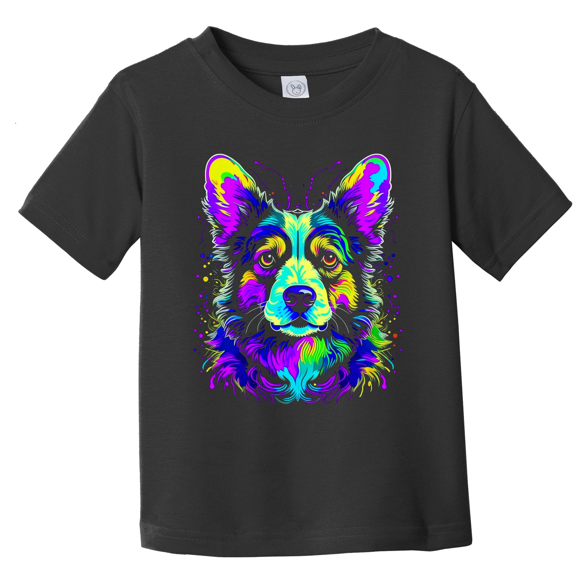 Colorful Bright Cardigan Welsh Corgi Vibrant Psychedelic Art Infant Toddler T-Shirt