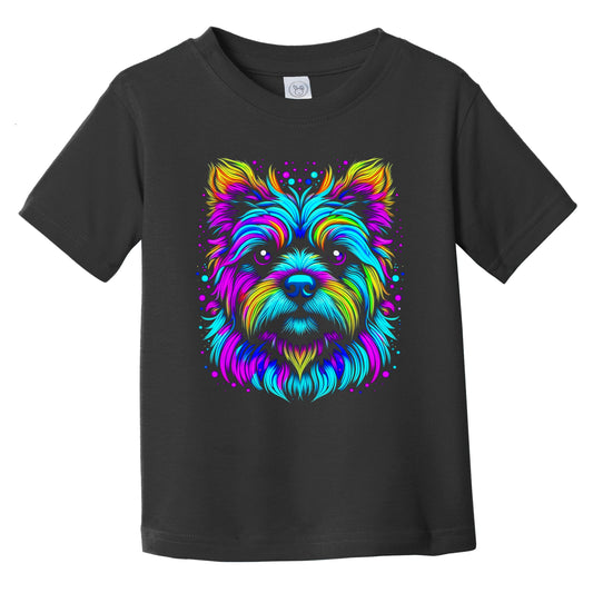Colorful Bright Yorkshire Terrier Vibrant Psychedelic Art Infant Toddler T-Shirt