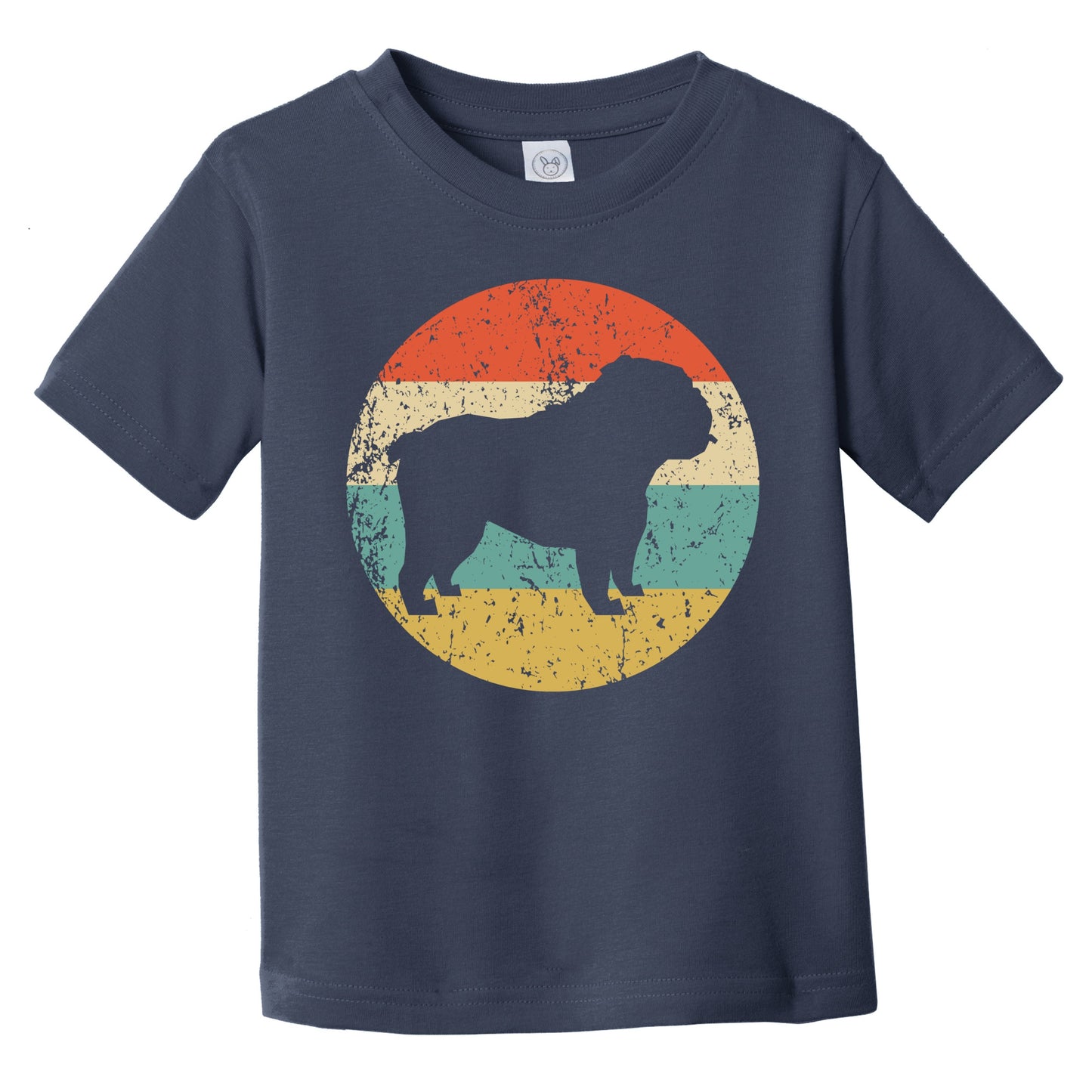 Retro English Bulldog Icon Dog Silhouette Infant Toddler T-Shirt