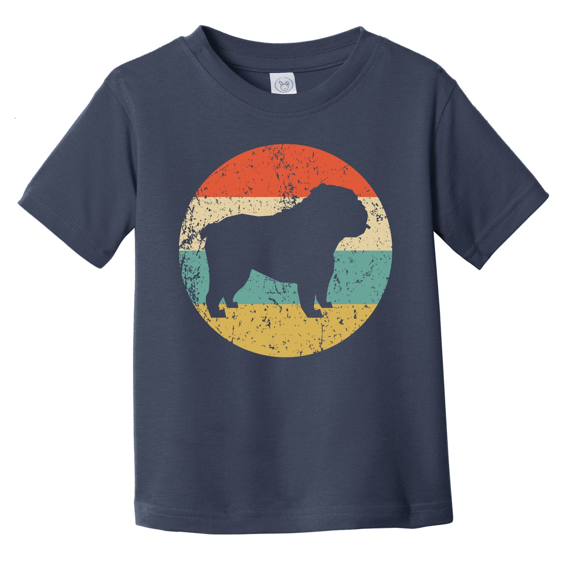 Retro English Bulldog Icon Dog Silhouette Infant Toddler T-Shirt