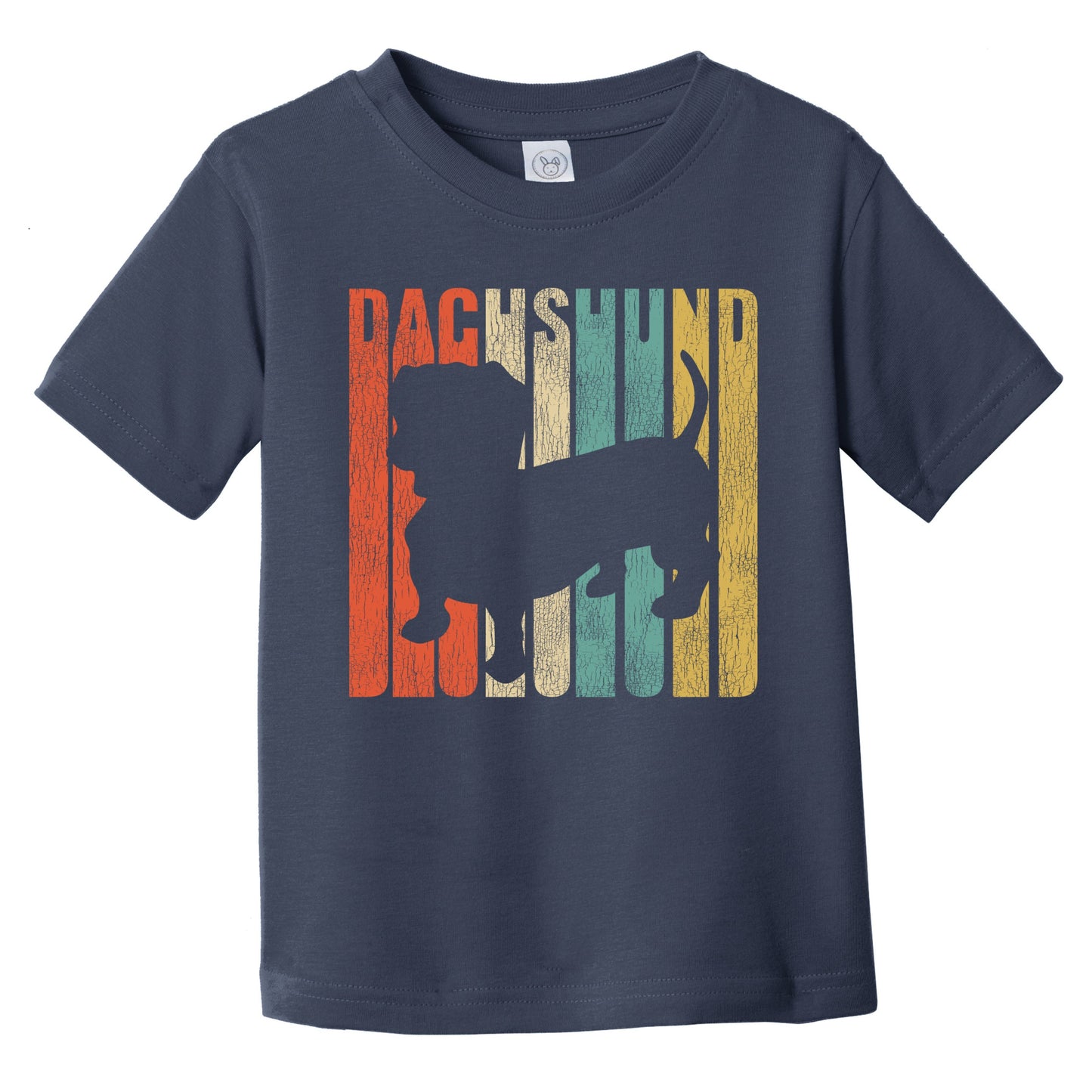 Retro Dachshund Dog Silhouette Doxen Cracked Distressed Infant Toddler T-Shirt