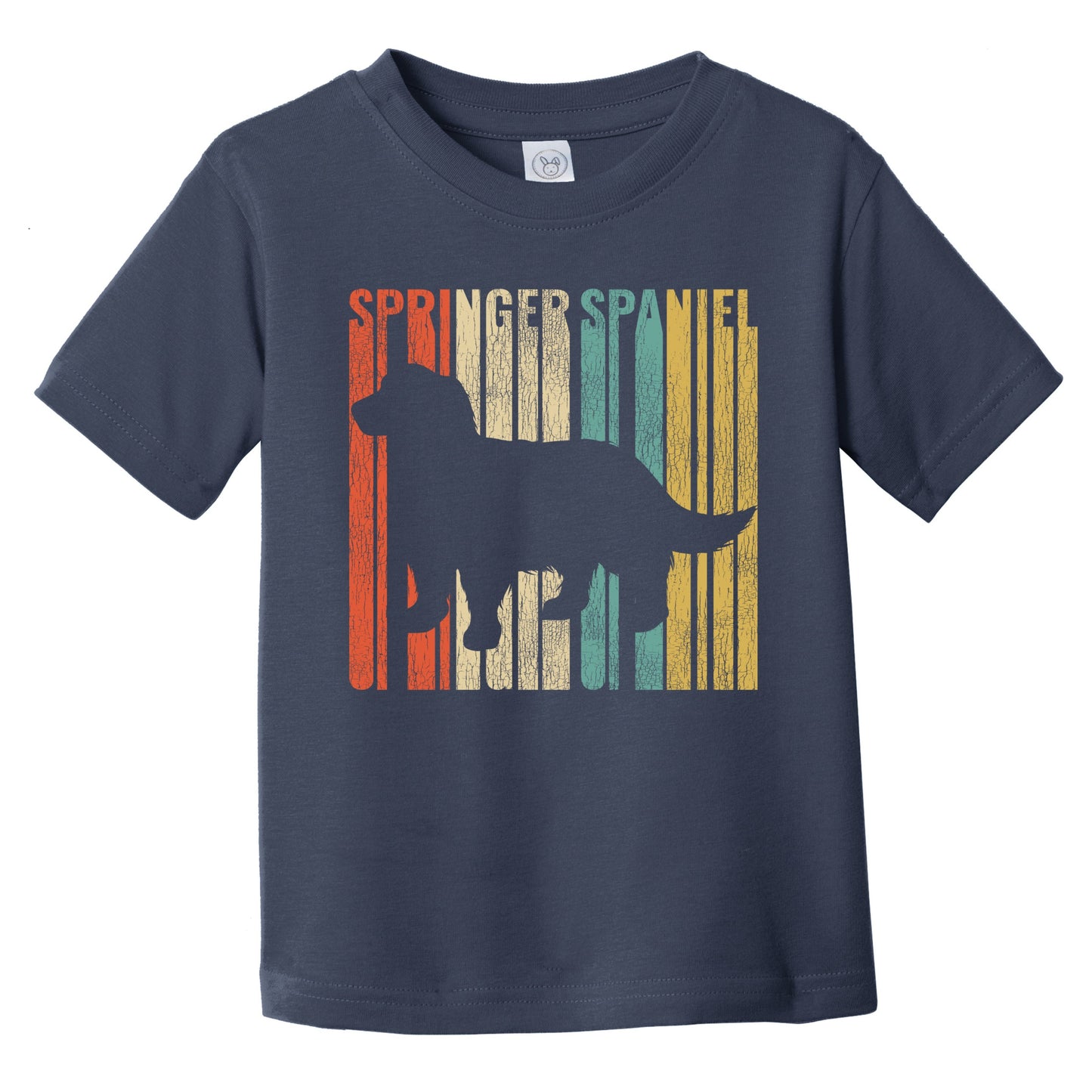 Retro English Springer Spaniel Dog Silhouette Cracked Distressed Infant Toddler T-Shirt