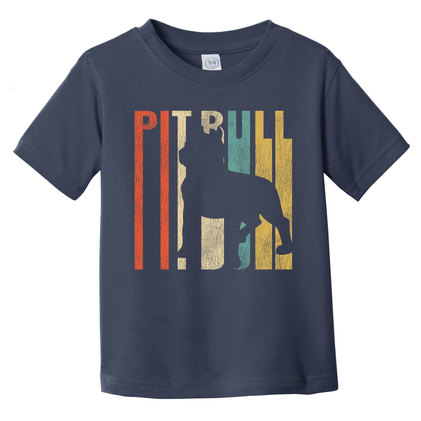 Retro Pit Bull Dog Silhouette Pitty Cracked Distressed Infant Toddler T-Shirt
