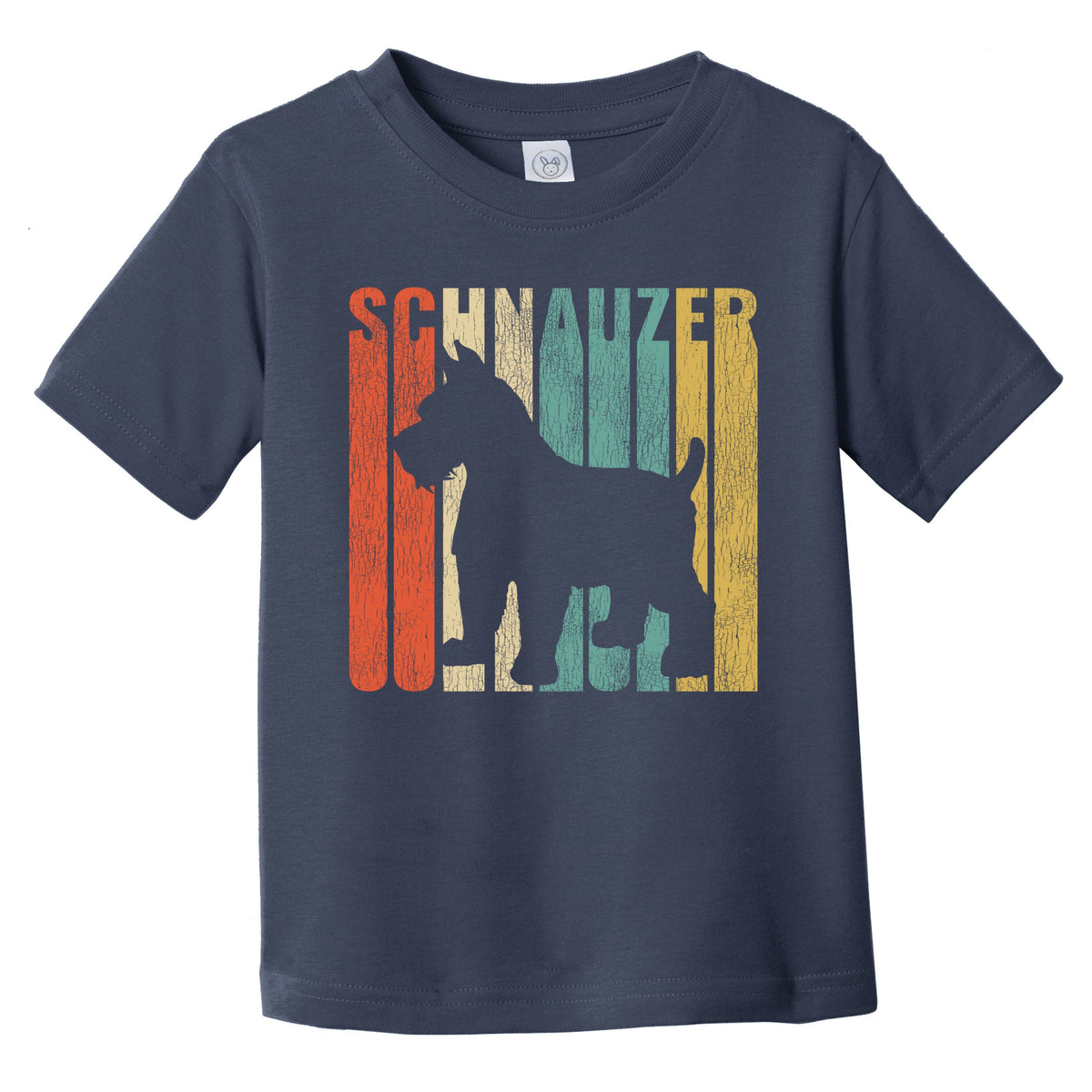 Retro Schnauzer Dog Silhouette Cracked Distressed Infant Toddler T-Shirt