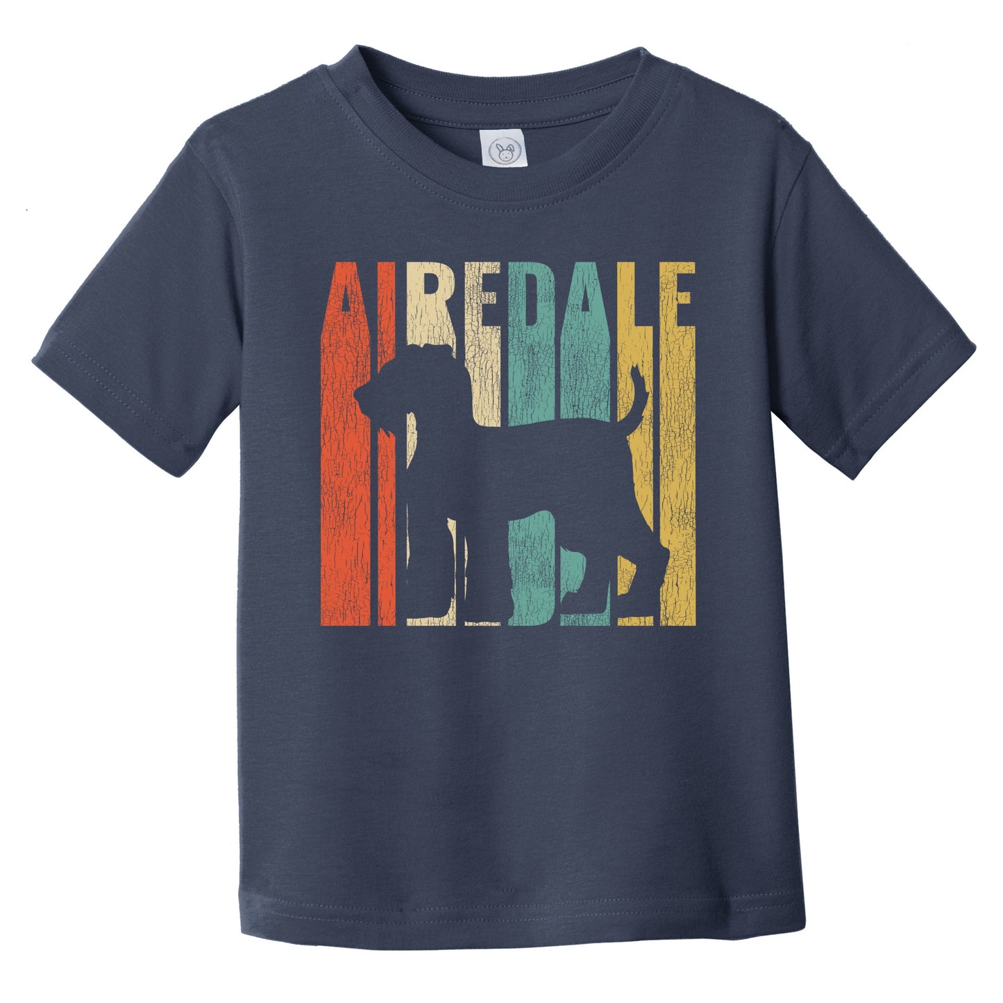 Retro Airedale Terrier Dog Silhouette Airedale Cracked Distressed Infant Toddler T-Shirt
