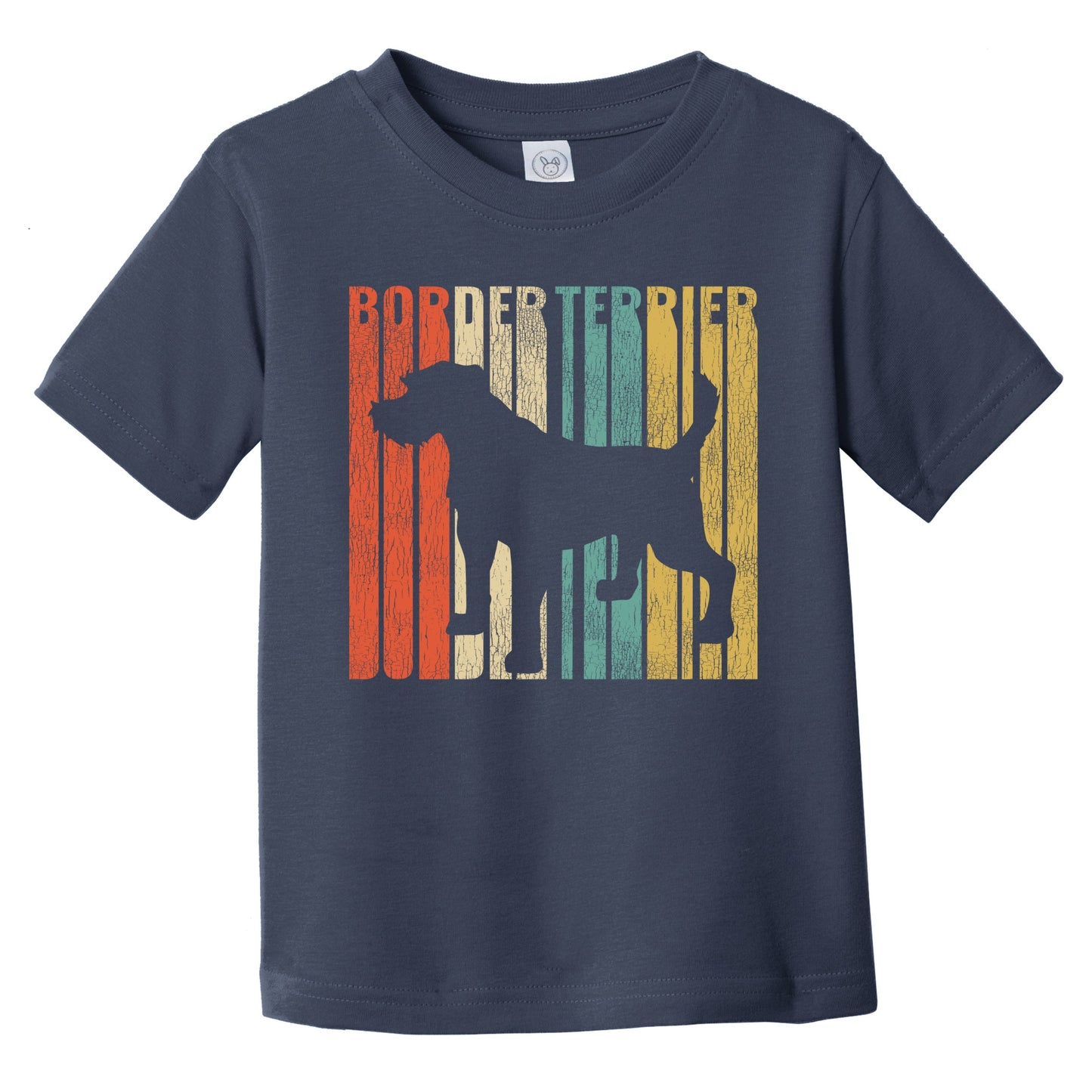 Retro Border Terrier Dog Silhouette Cracked Distressed Infant Toddler T-Shirt