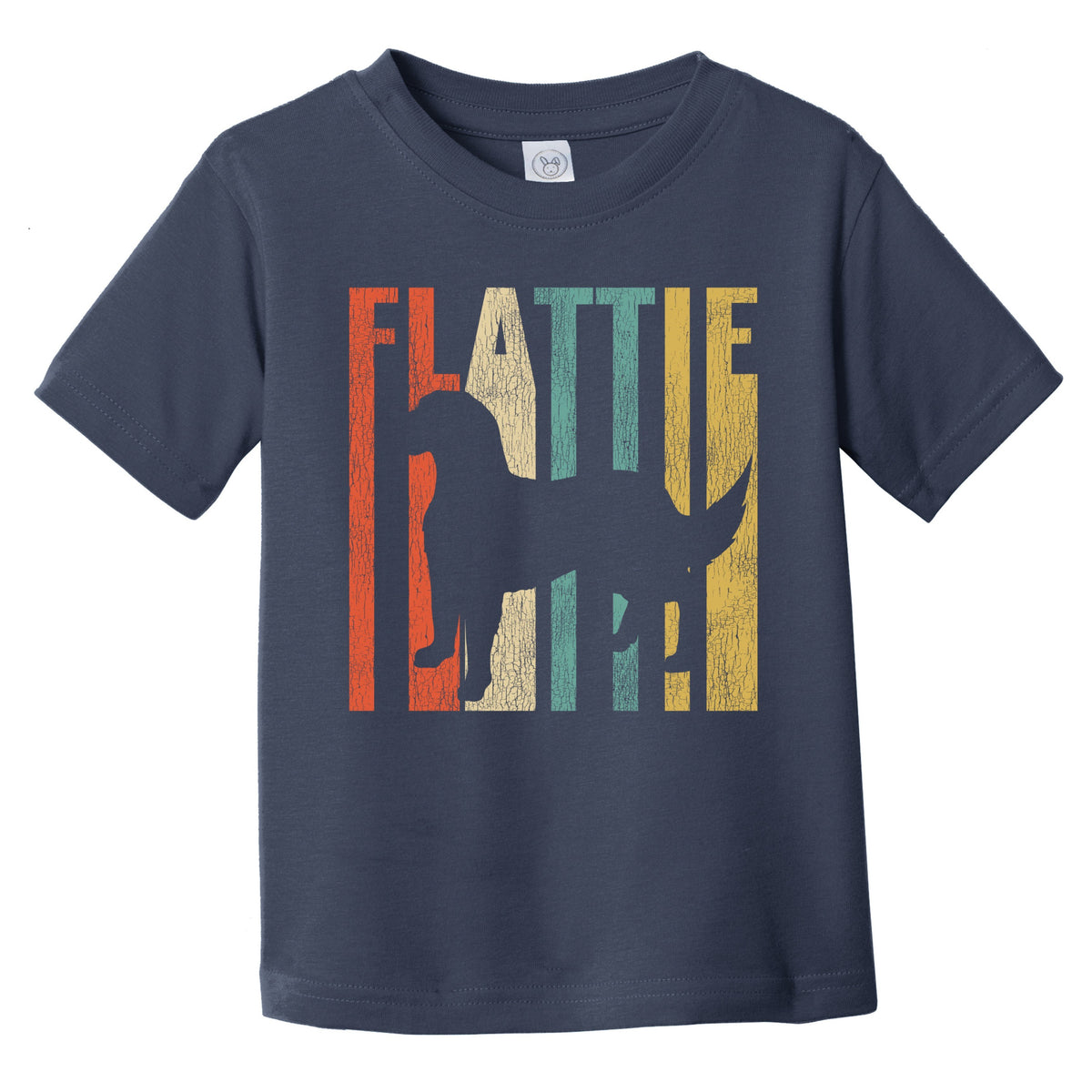 Retro Flattie Dog Silhouette Flat-Coated Retriever Cracked Distressed Infant Toddler T-Shirt