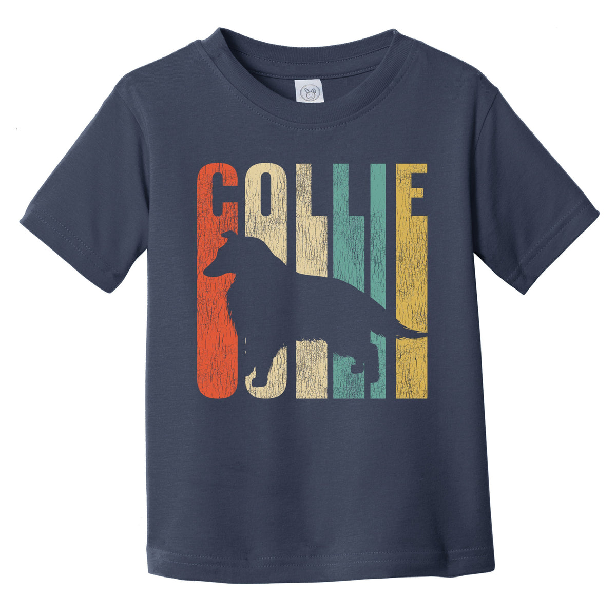 Retro Collie Dog Silhouette Cracked Distressed Infant Toddler T-Shirt