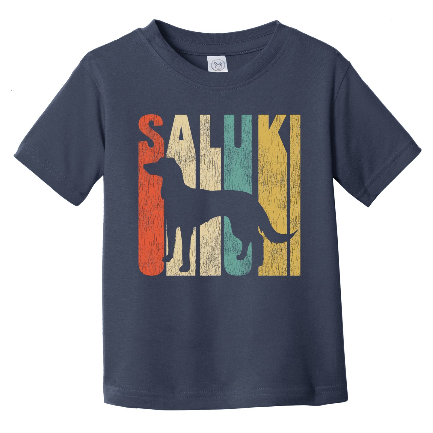 Retro Saluki Dog Silhouette Cracked Distressed Infant Toddler T-Shirt