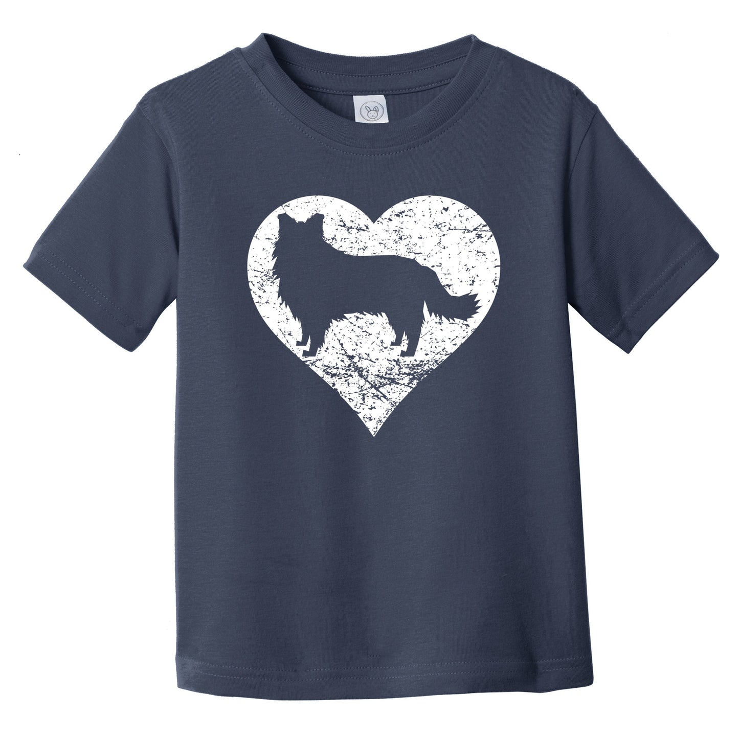 Distressed Border Collie Heart Dog Owner Graphic Infant Toddler T-Shirt