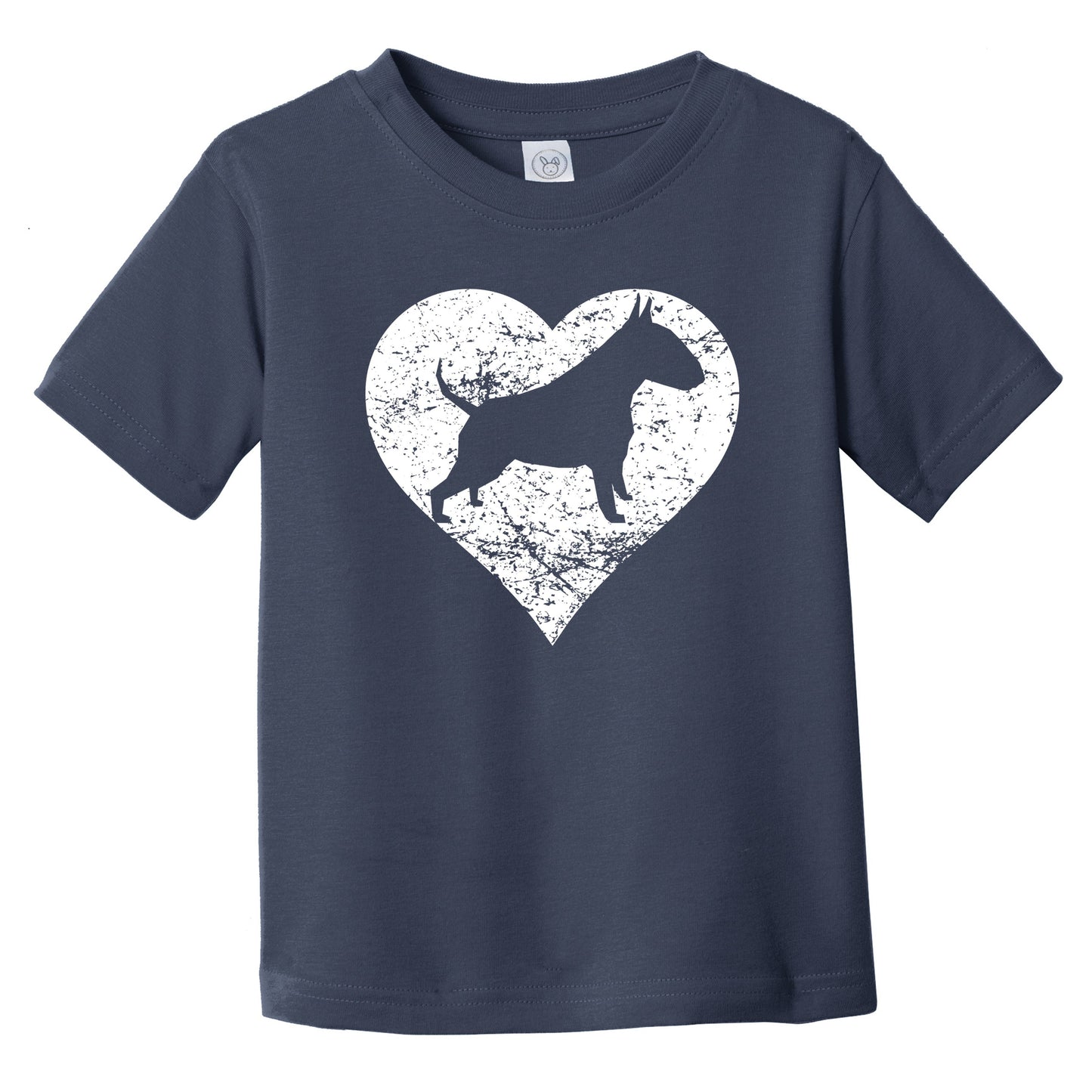 Distressed Bull Terrier Heart Dog Owner Graphic Infant Toddler T-Shirt