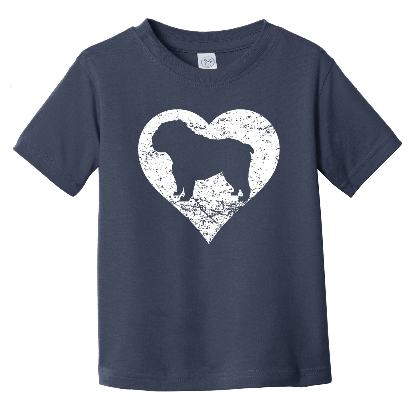 Distressed English Bulldog Heart Dog Owner Graphic Infant Toddler T-Shirt