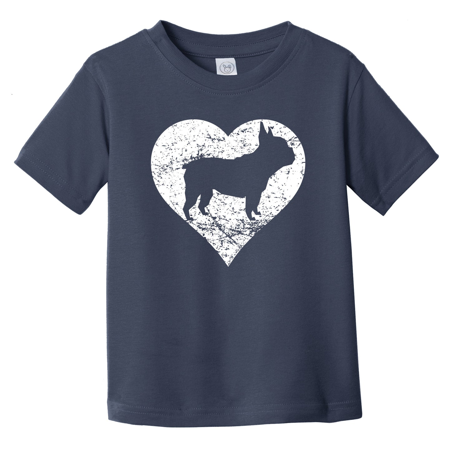 Distressed French Bulldog Heart Dog Owner Graphic Infant Toddler T-Shirt