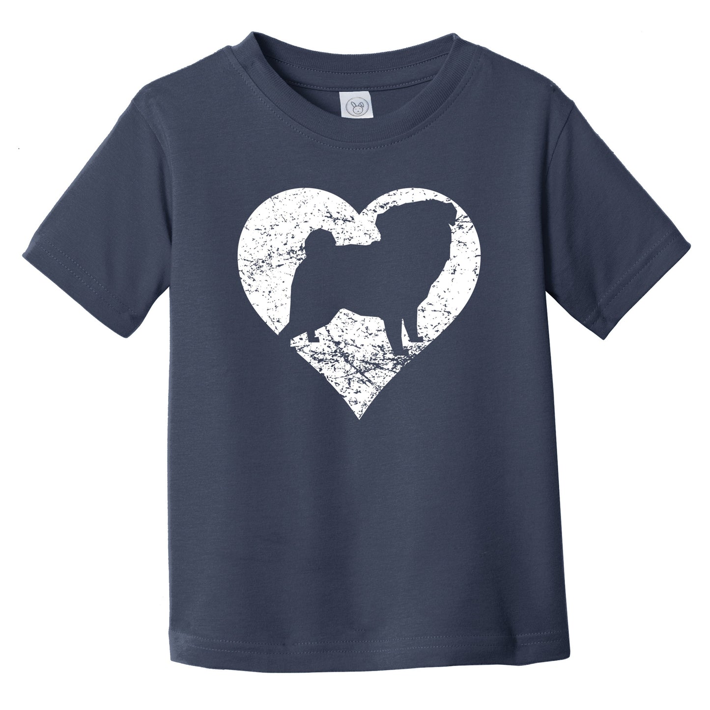 Distressed Pug Heart Dog Owner Graphic Infant Toddler T-Shirt