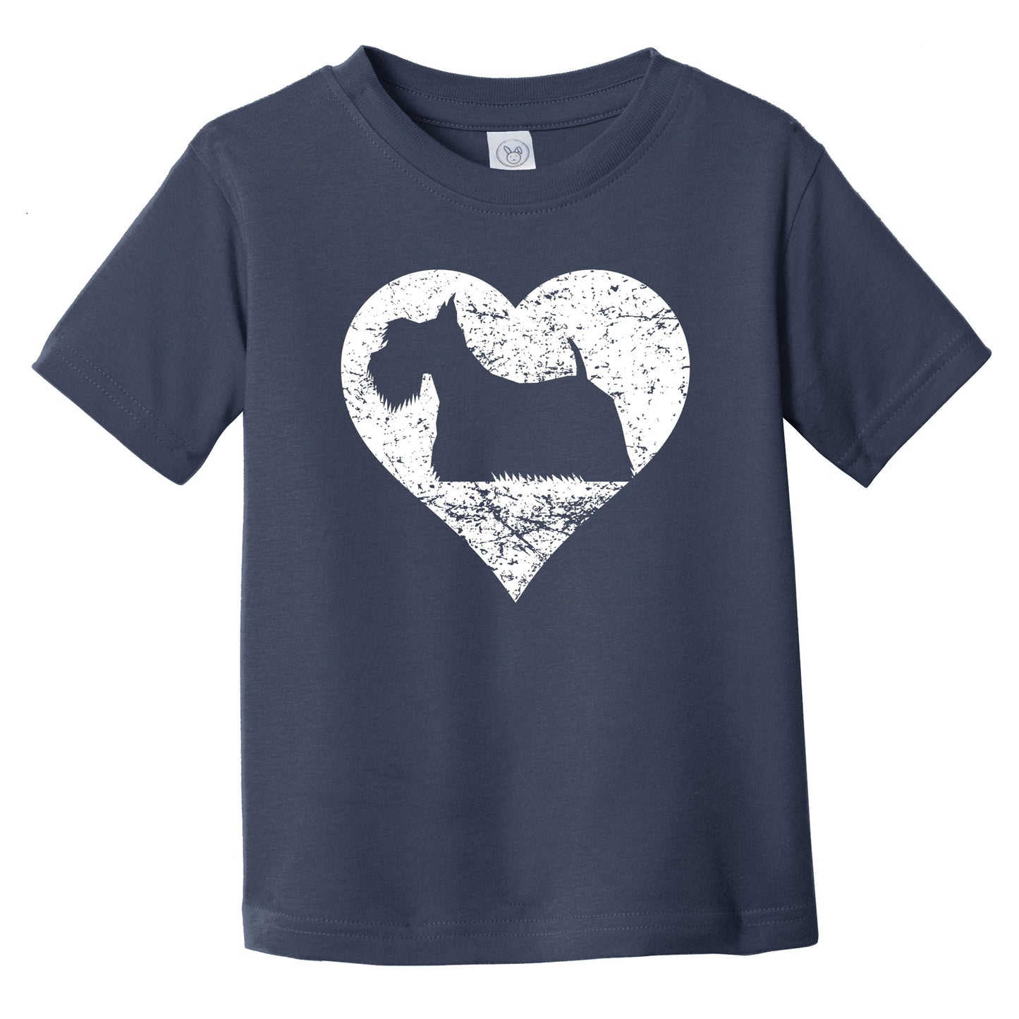 Distressed Scottish Terrier Heart Dog Owner Graphic Infant Toddler T-Shirt