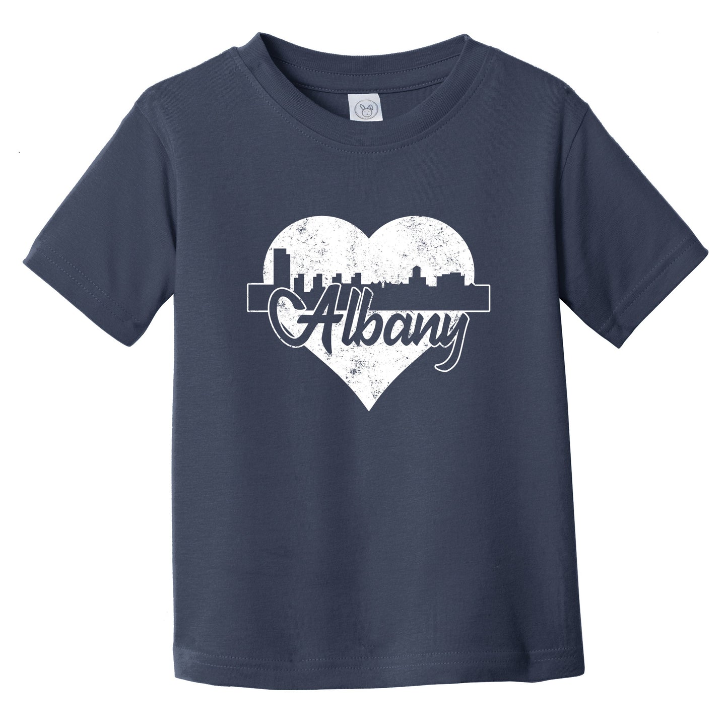 Retro Albany New York Skyline Heart Distressed Infant Toddler T-Shirt
