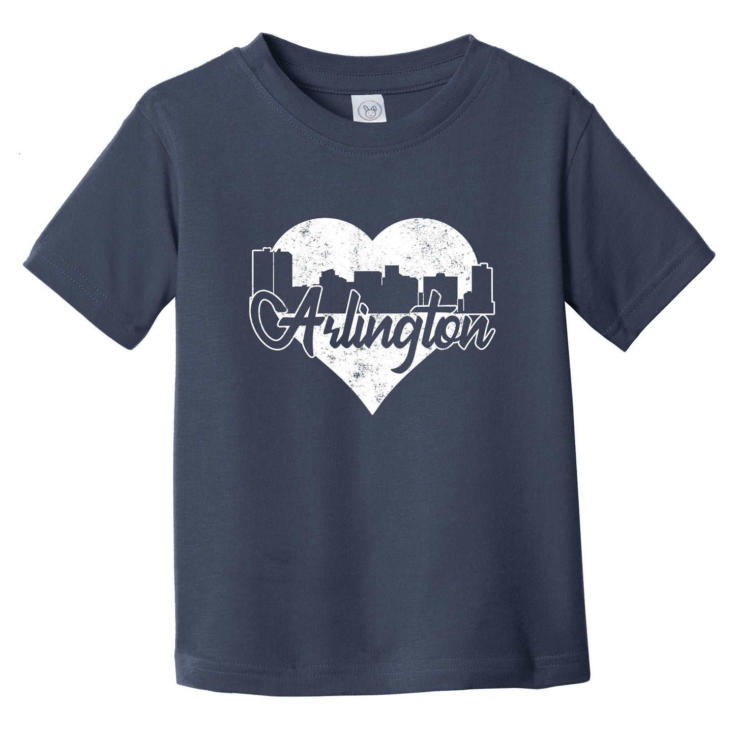 Retro Arlington Texas Skyline Heart Distressed Infant Toddler T-Shirt