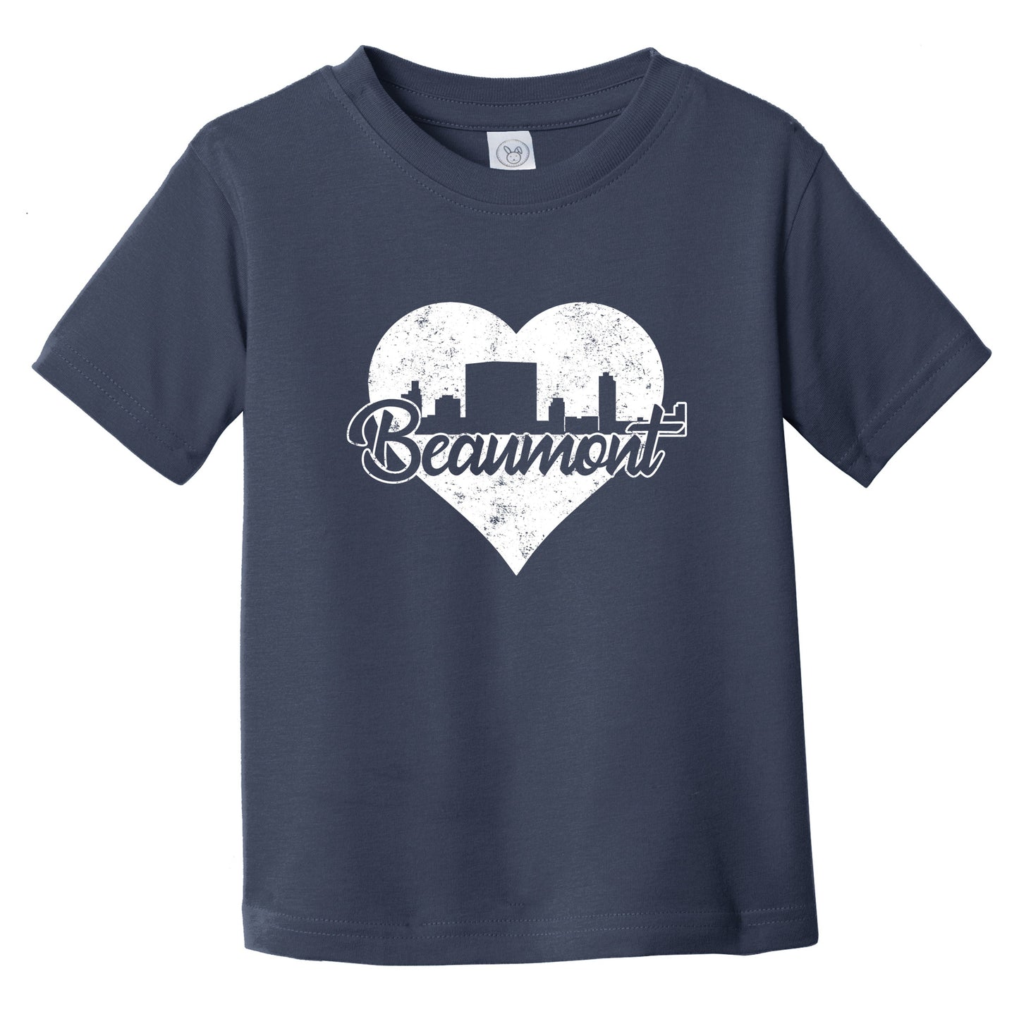 Retro Beaumont Texas Skyline Heart Distressed Infant Toddler T-Shirt