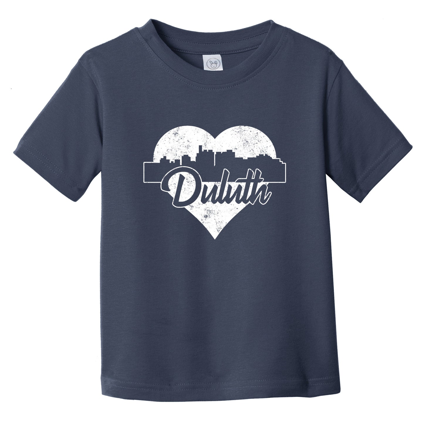 Retro Duluth Minnesota Skyline Heart Distressed Infant Toddler T-Shirt
