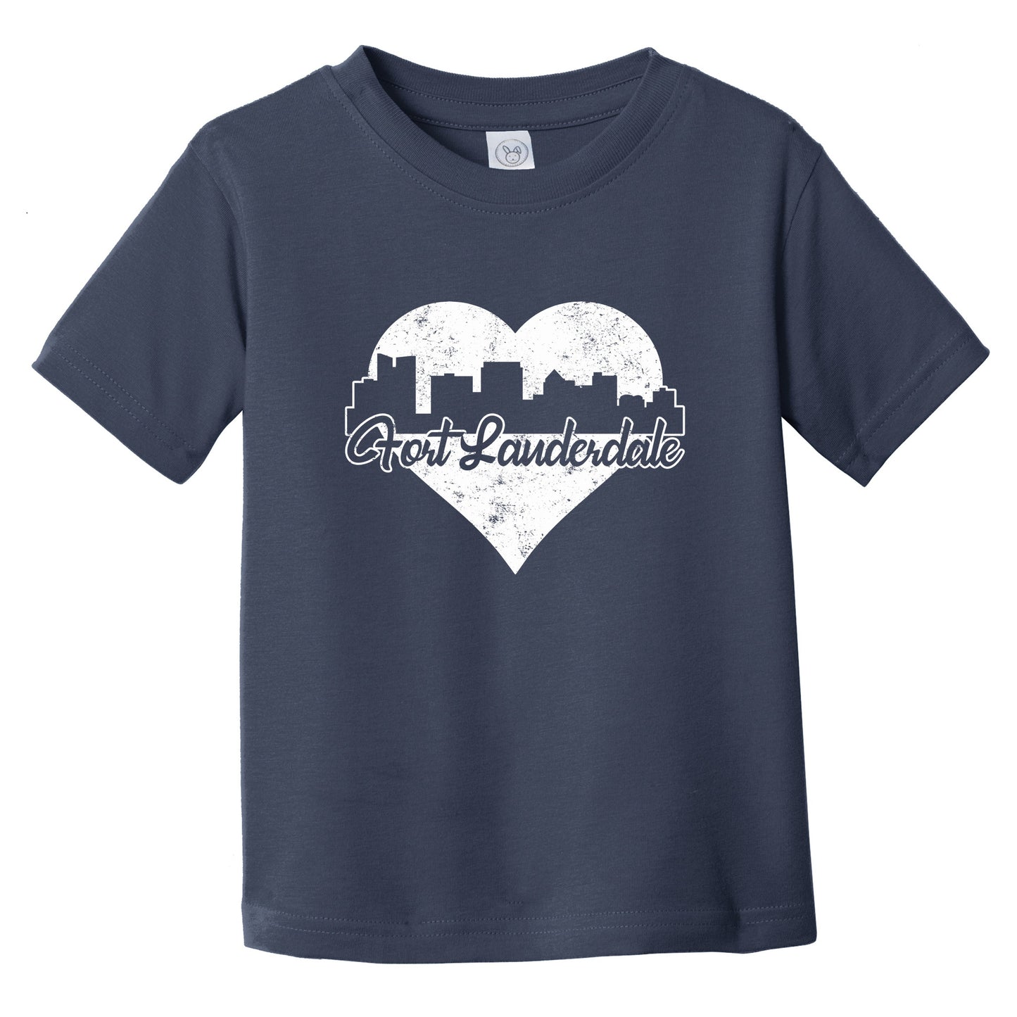 Retro Fort Lauderdale Florida Skyline Heart Distressed Infant Toddler T-Shirt