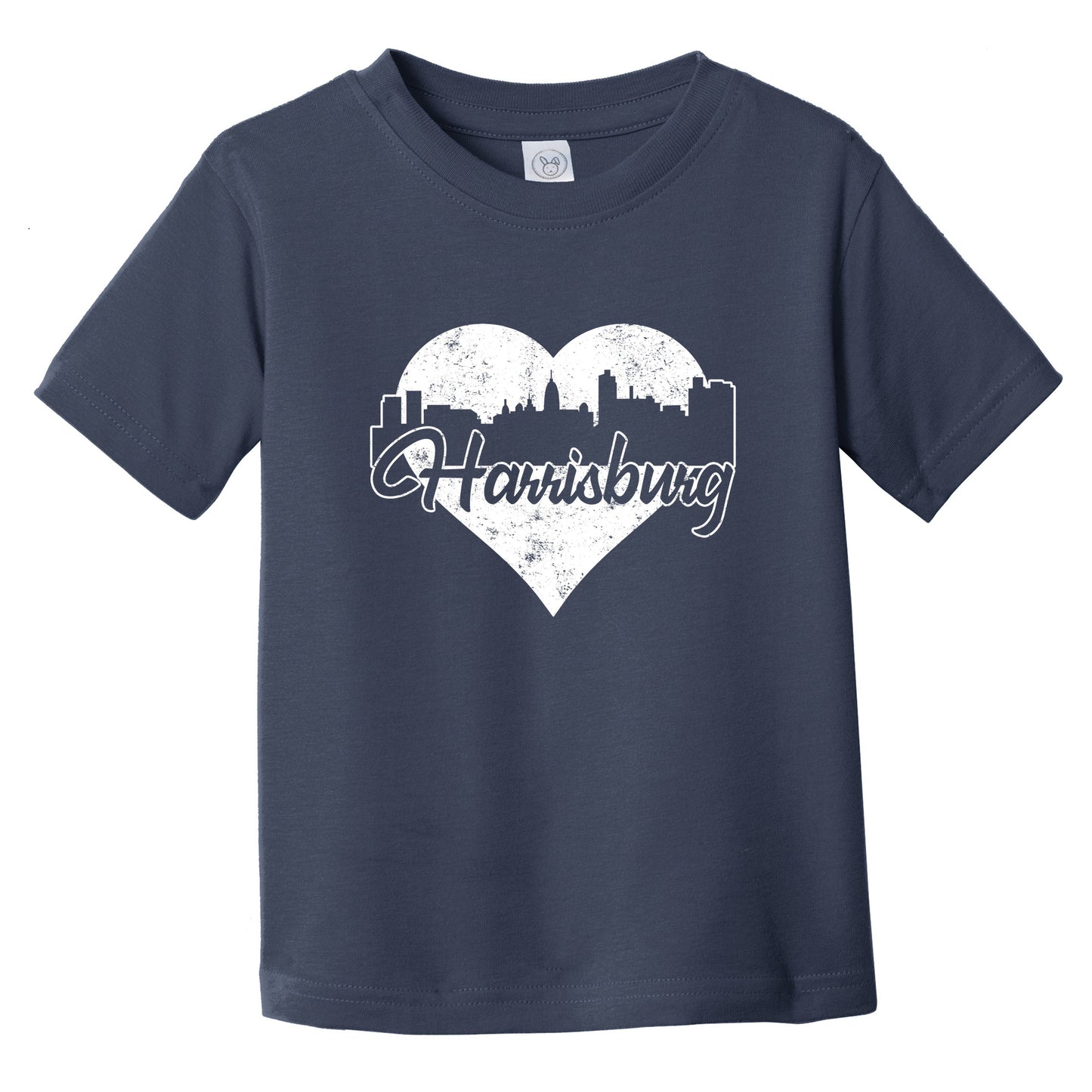 Retro Harrisburg Pennsylvania Skyline Heart Distressed Infant Toddler T-Shirt