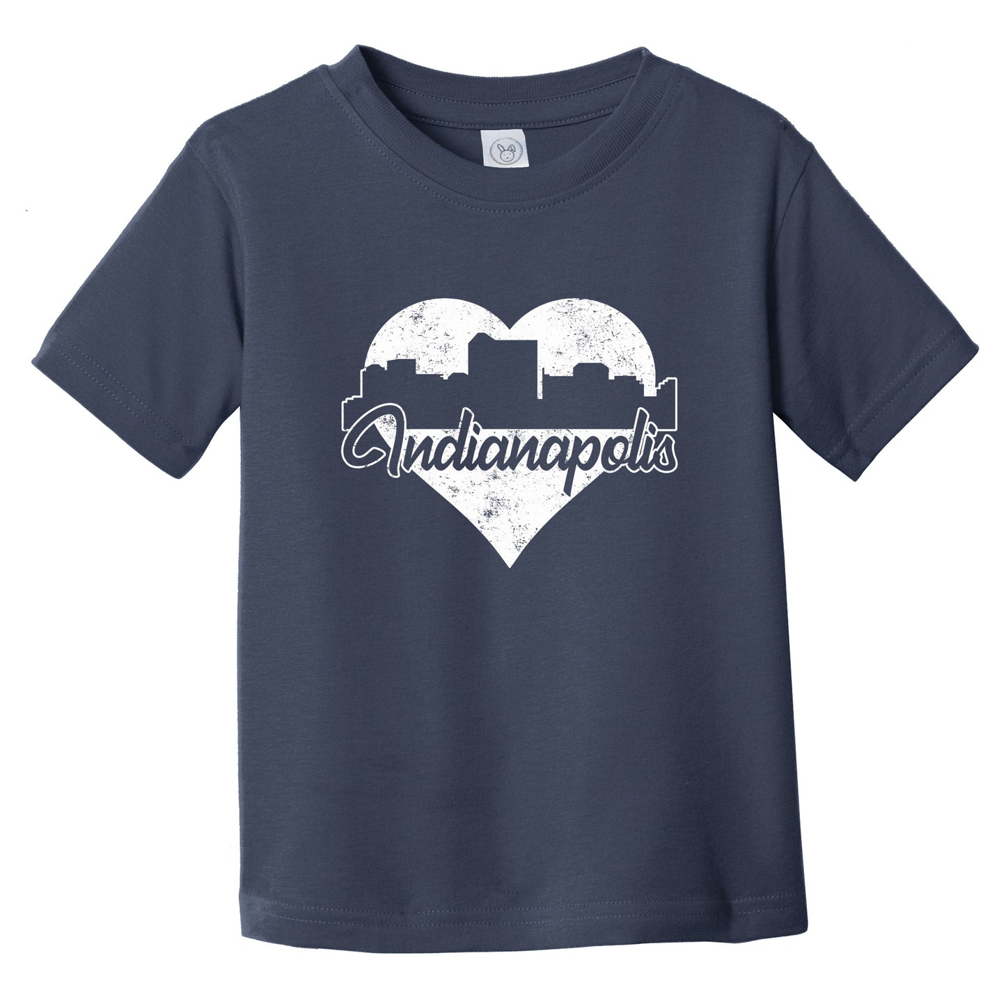 Retro Indianapolis Indiana Skyline Heart Distressed Infant Toddler T-Shirt