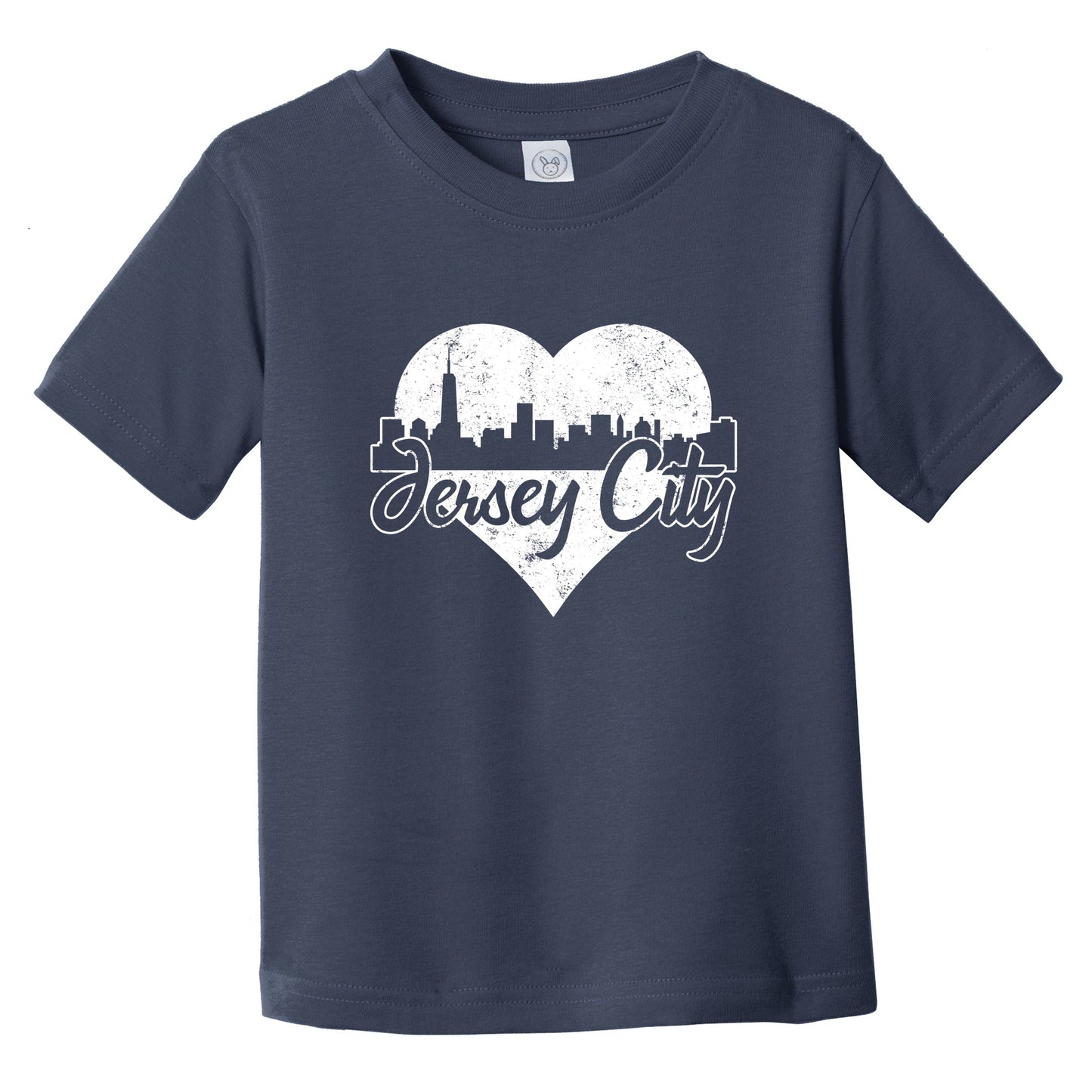 Retro Jersey City New Jersey Skyline Heart Distressed Infant Toddler T-Shirt