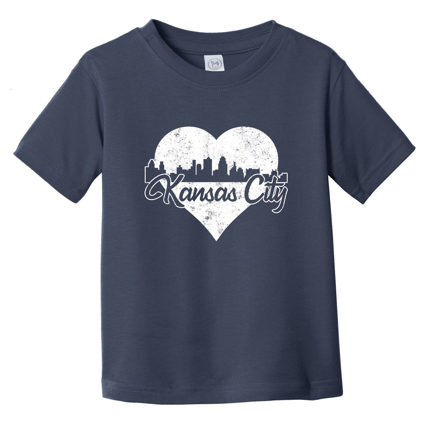 Retro Kansas City Missouri Skyline Heart Distressed Infant Toddler T-Shirt