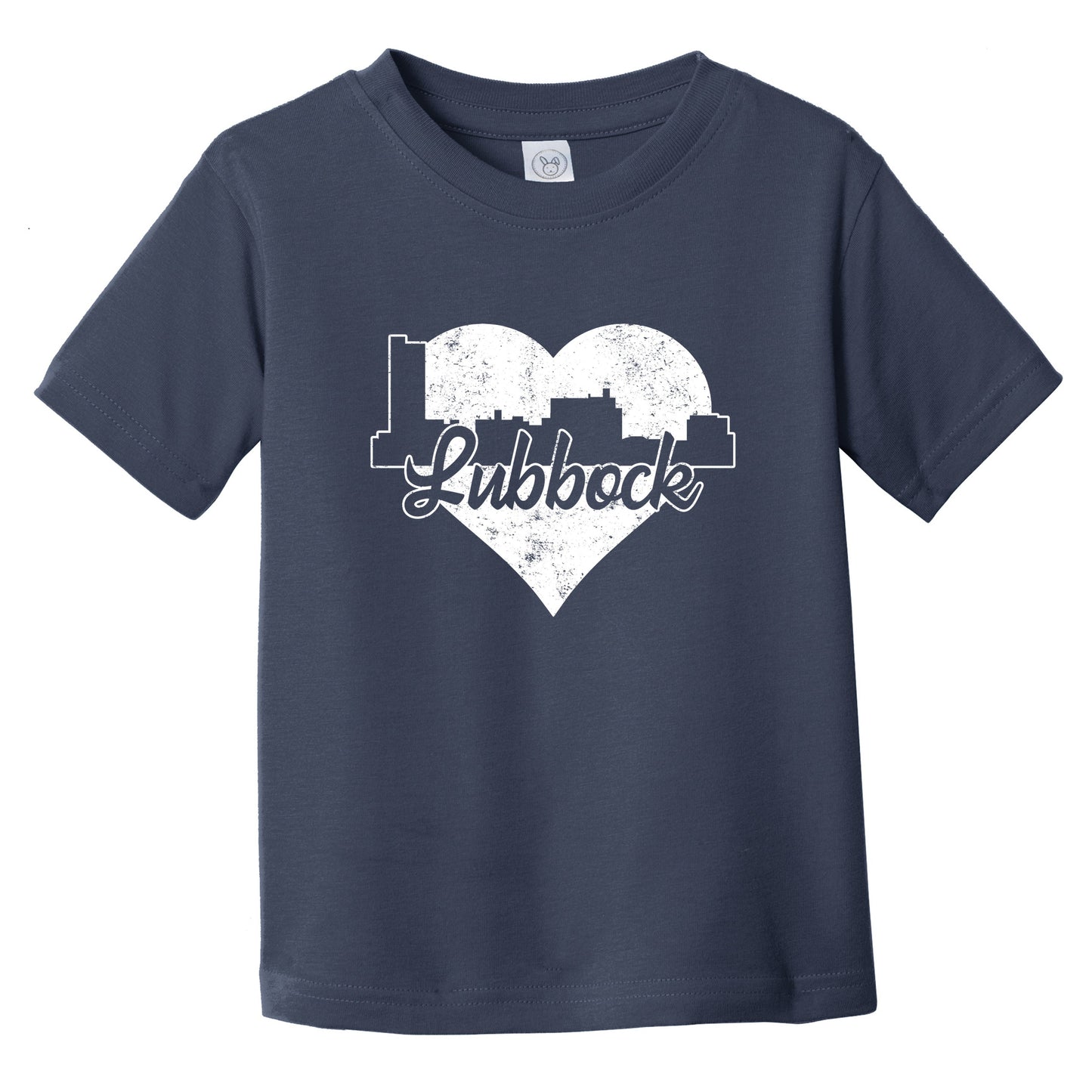 Retro Lubbock Texas Skyline Heart Distressed Infant Toddler T-Shirt