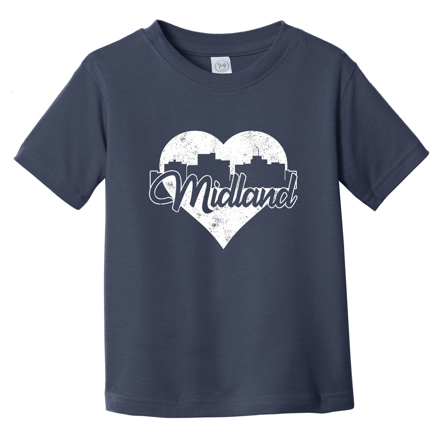 Retro Midland Texas Skyline Heart Distressed Infant Toddler T-Shirt