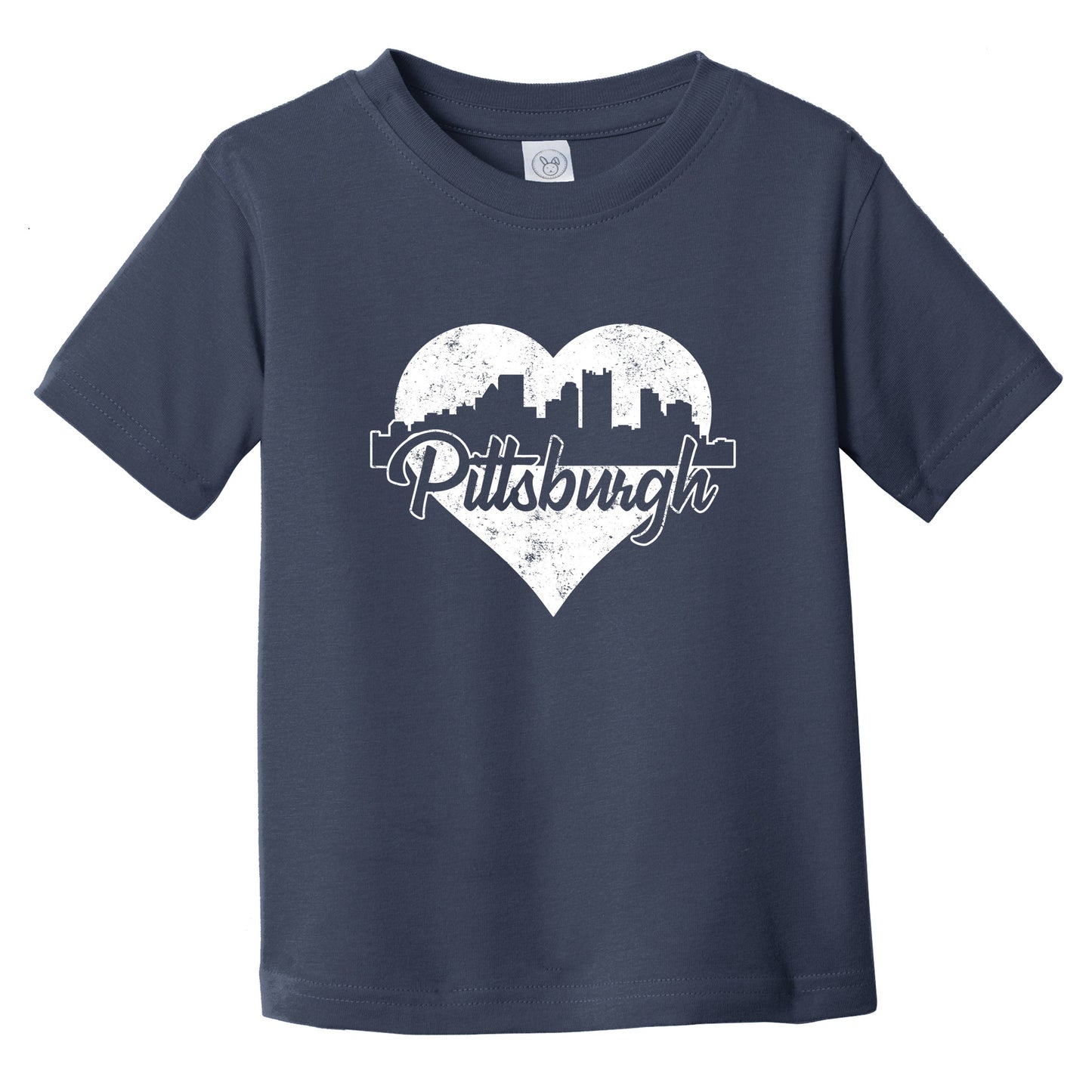 Retro Pittsburgh Pennsylvania Skyline Heart Distressed Infant Toddler T-Shirt