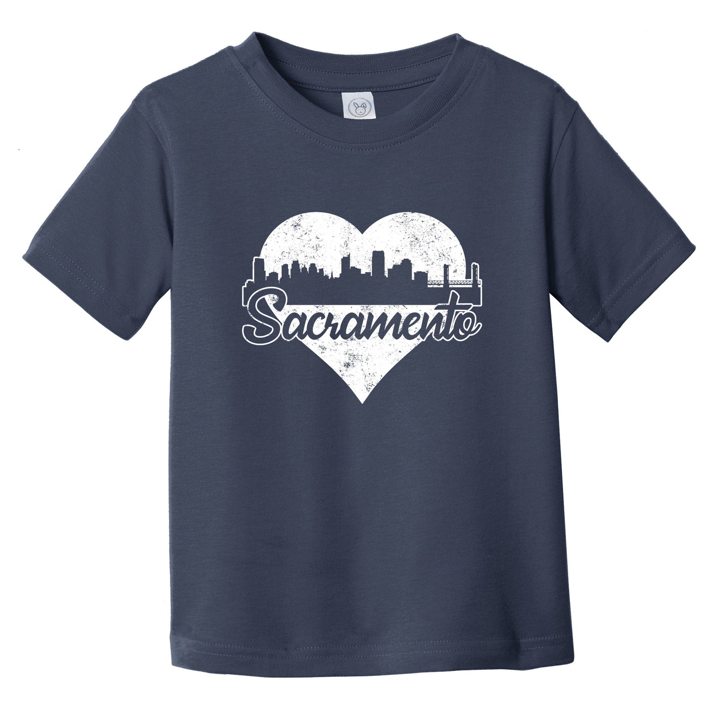 Retro Sacramento California Skyline Heart Distressed Infant Toddler T-Shirt