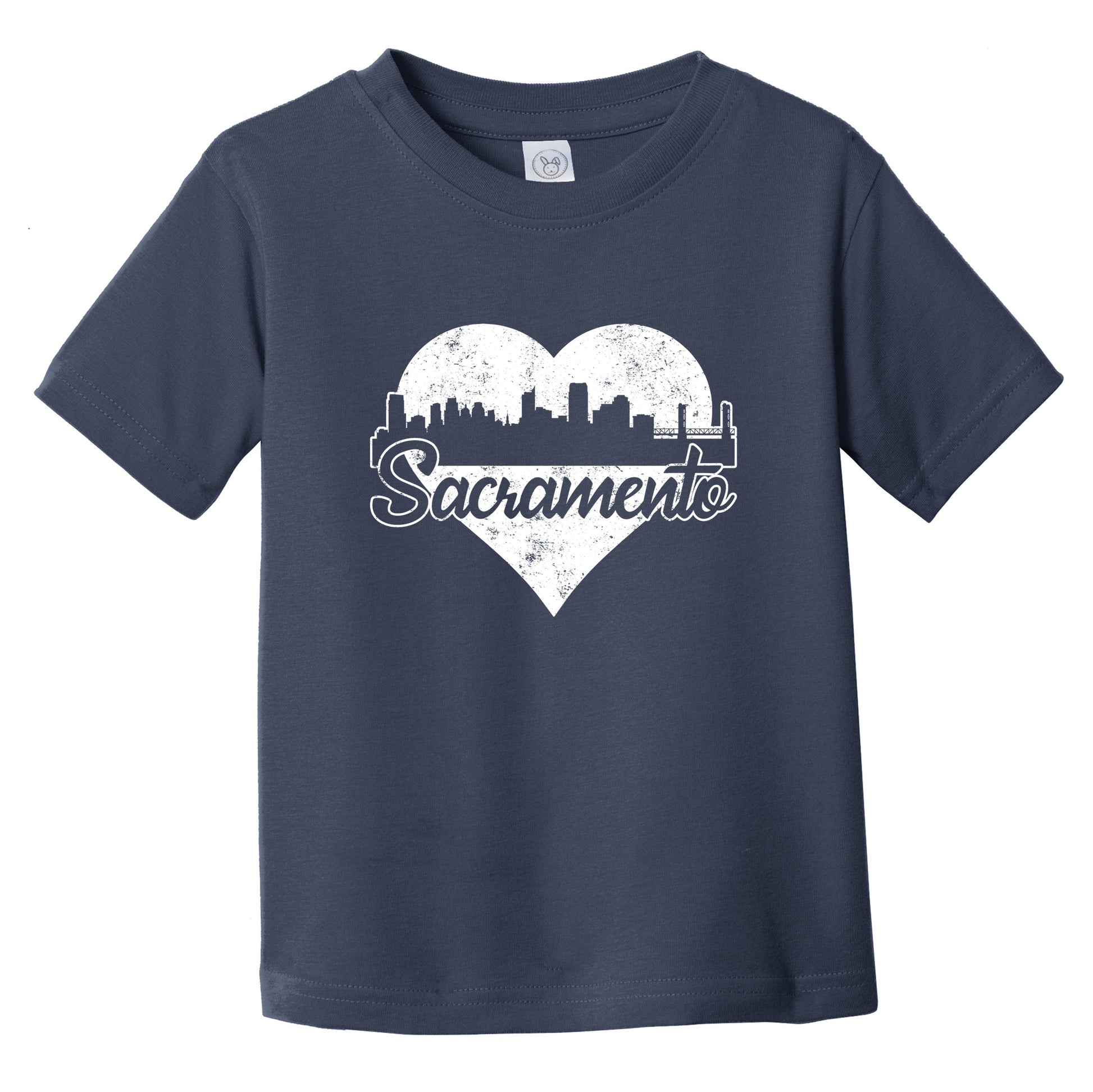 Retro Sacramento California Skyline Heart Distressed Infant Toddler T-Shirt