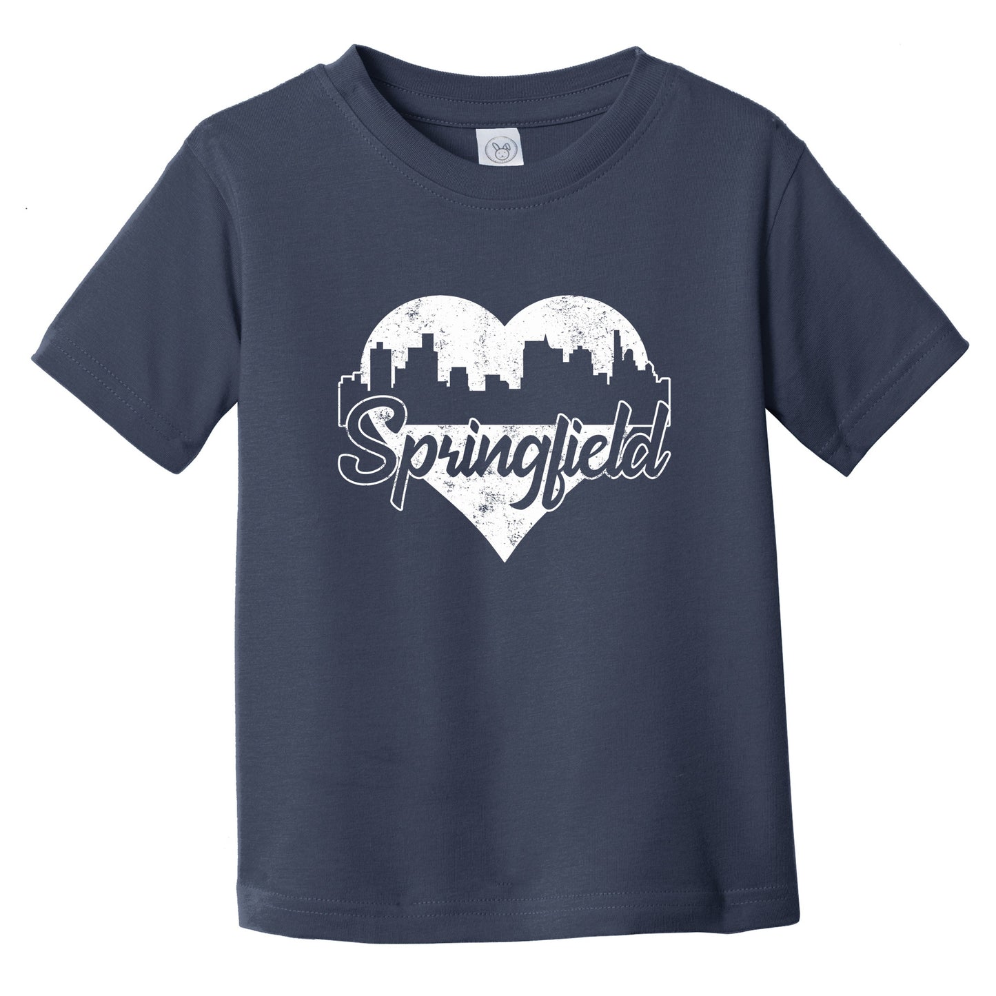 Retro Springfield Illinois Skyline Heart Distressed Infant Toddler T-Shirt