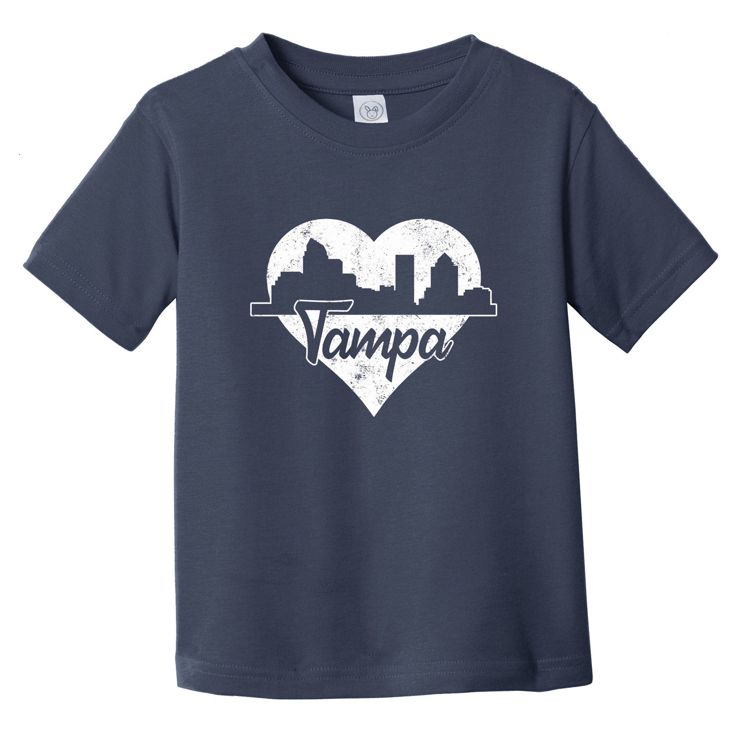 Retro Tampa Florida Skyline Heart Distressed Infant Toddler T-Shirt