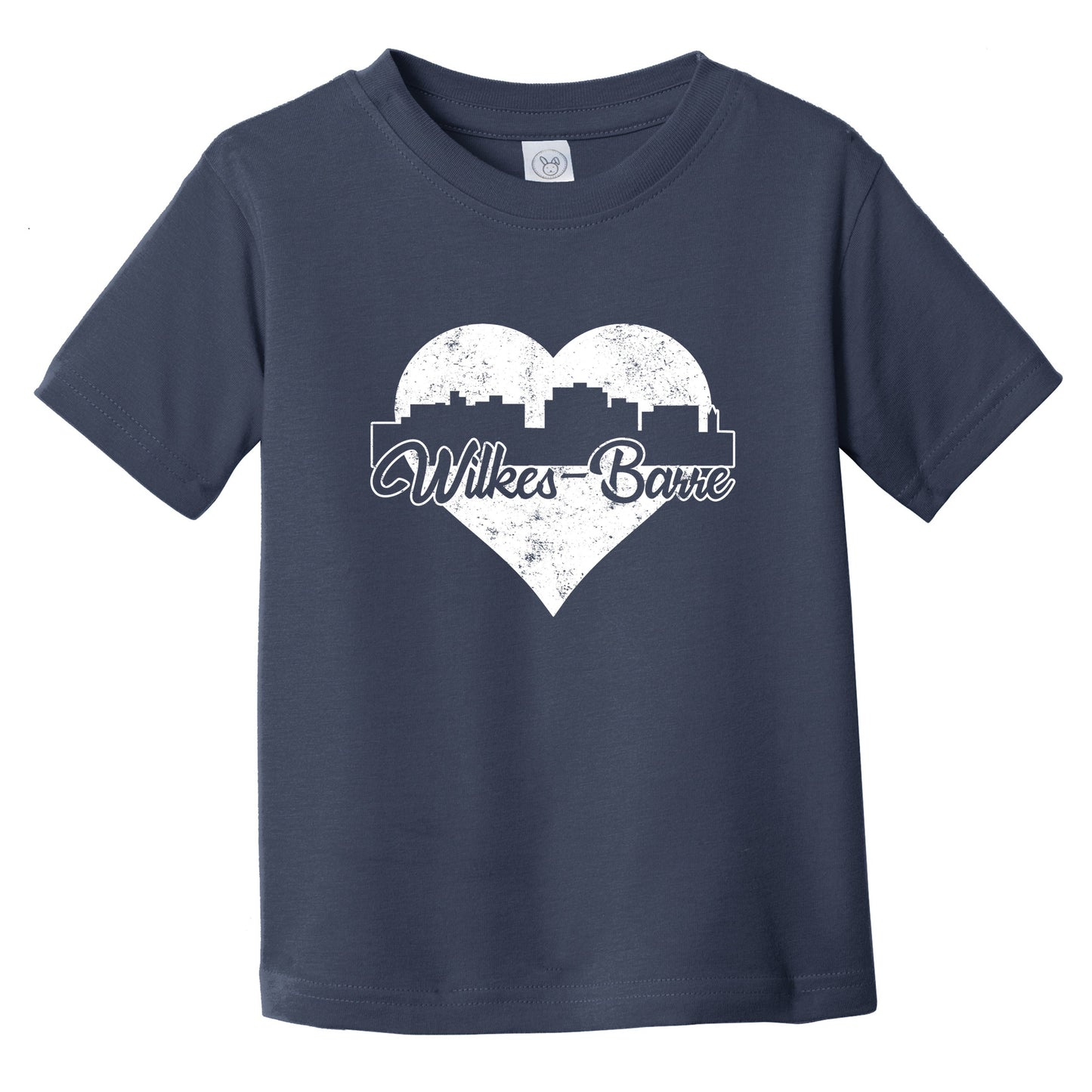 Retro Wilkes-Barre Pennsylvania Skyline Heart Distressed Infant Toddler T-Shirt