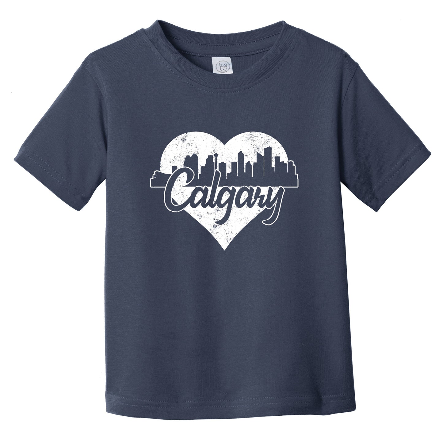 Retro Calgary Alberta Canada Skyline Heart Distressed Infant Toddler T-Shirt