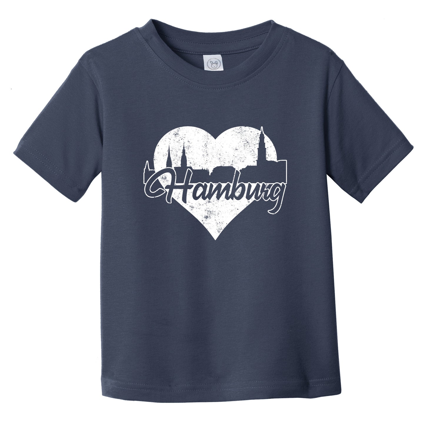 Retro Hamburg Germany Skyline Heart Distressed Infant Toddler T-Shirt