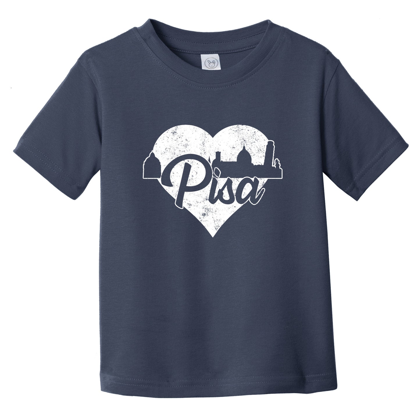 Retro Pisa Italy Skyline Heart Distressed Infant Toddler T-Shirt