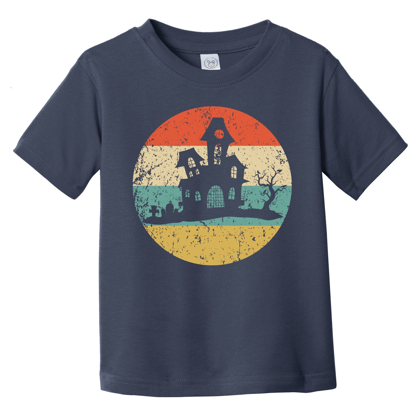 Halloween Spooky Scary Haunted House Silhouette Creepy Retro Infant Toddler T-Shirt