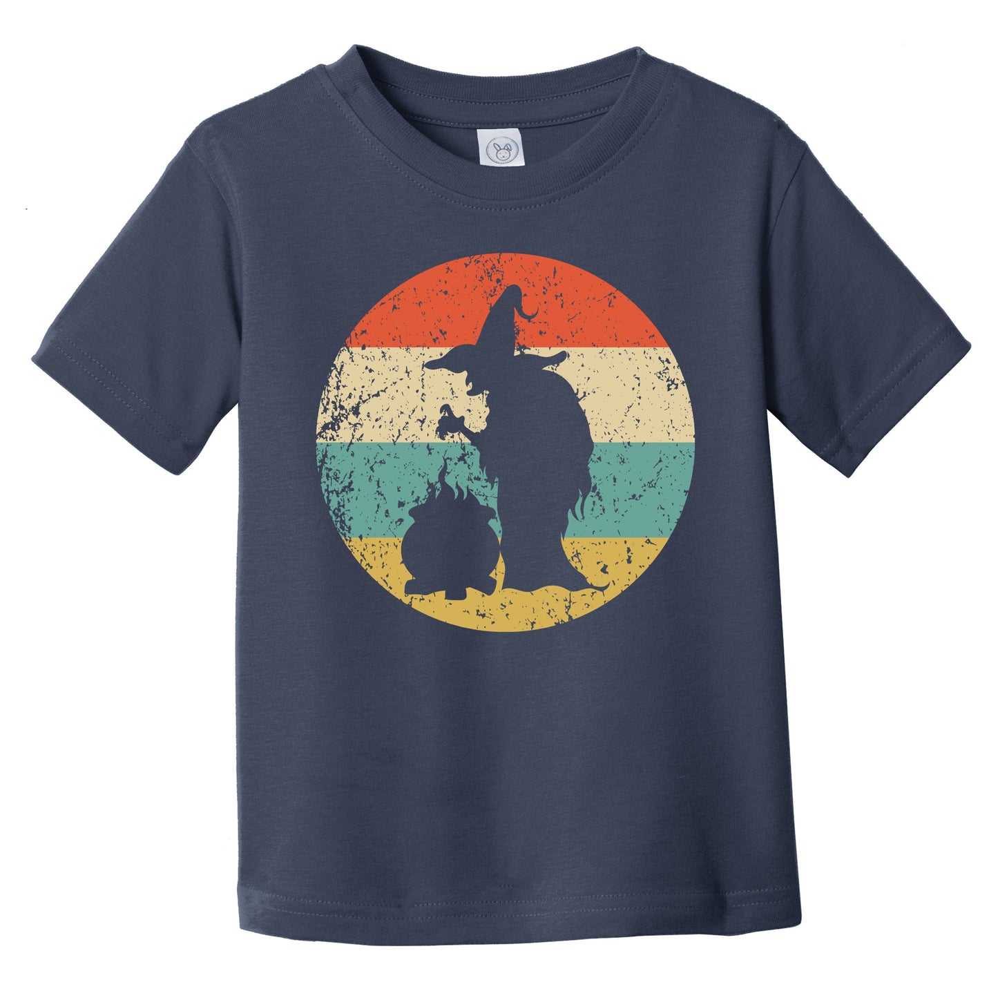 Retro Spooky Scary Witch with Cauldron Silhouette Halloween Infant Toddler T-Shirt