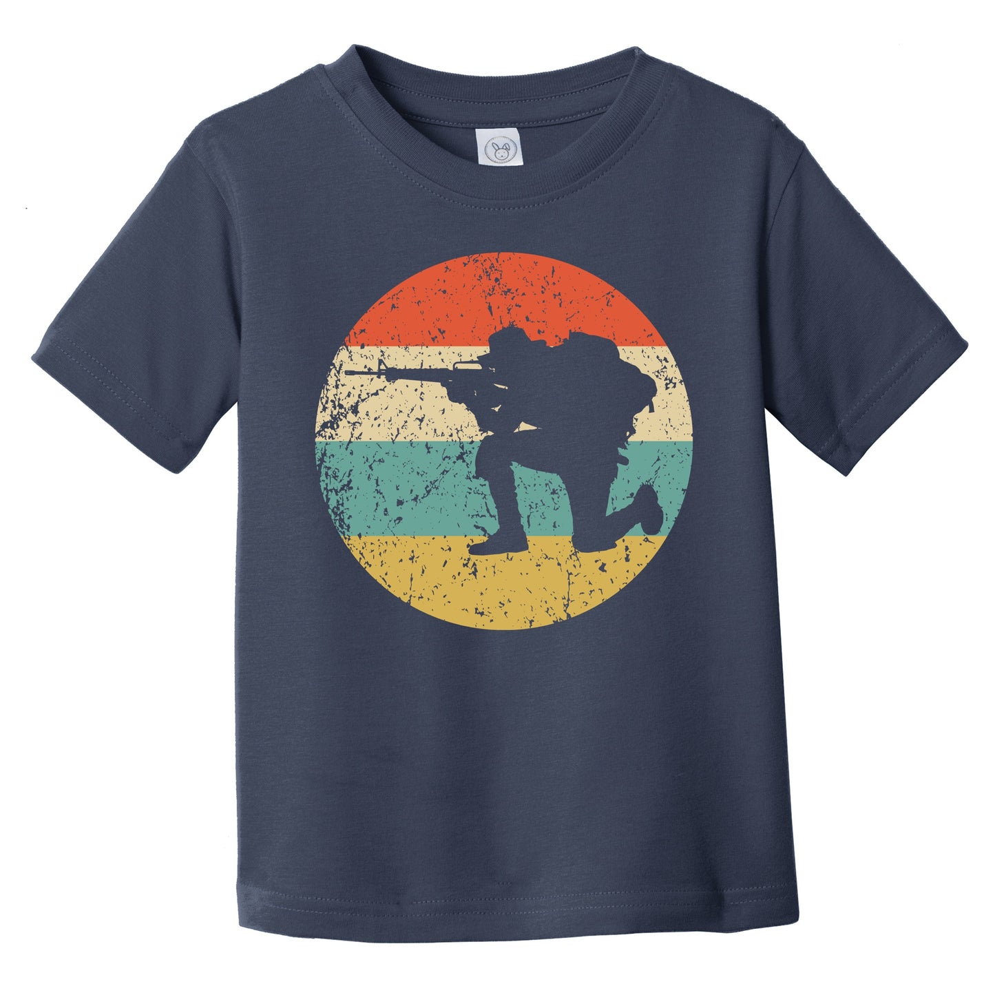 Crouching Soldier Silhouette Retro Military Infant Toddler T-Shirt