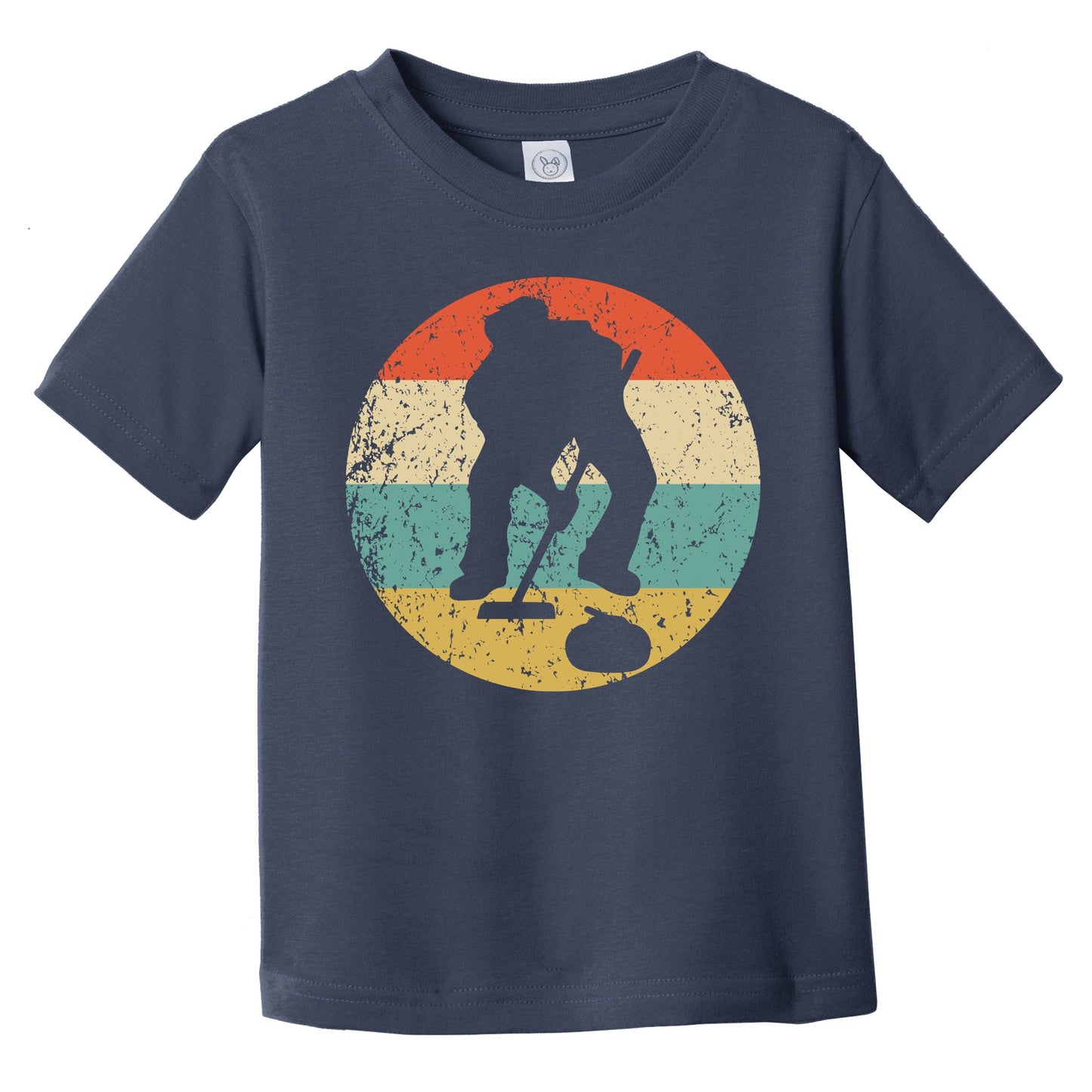 Curling Curler Silhouette Retro Sports Infant Toddler T-Shirt