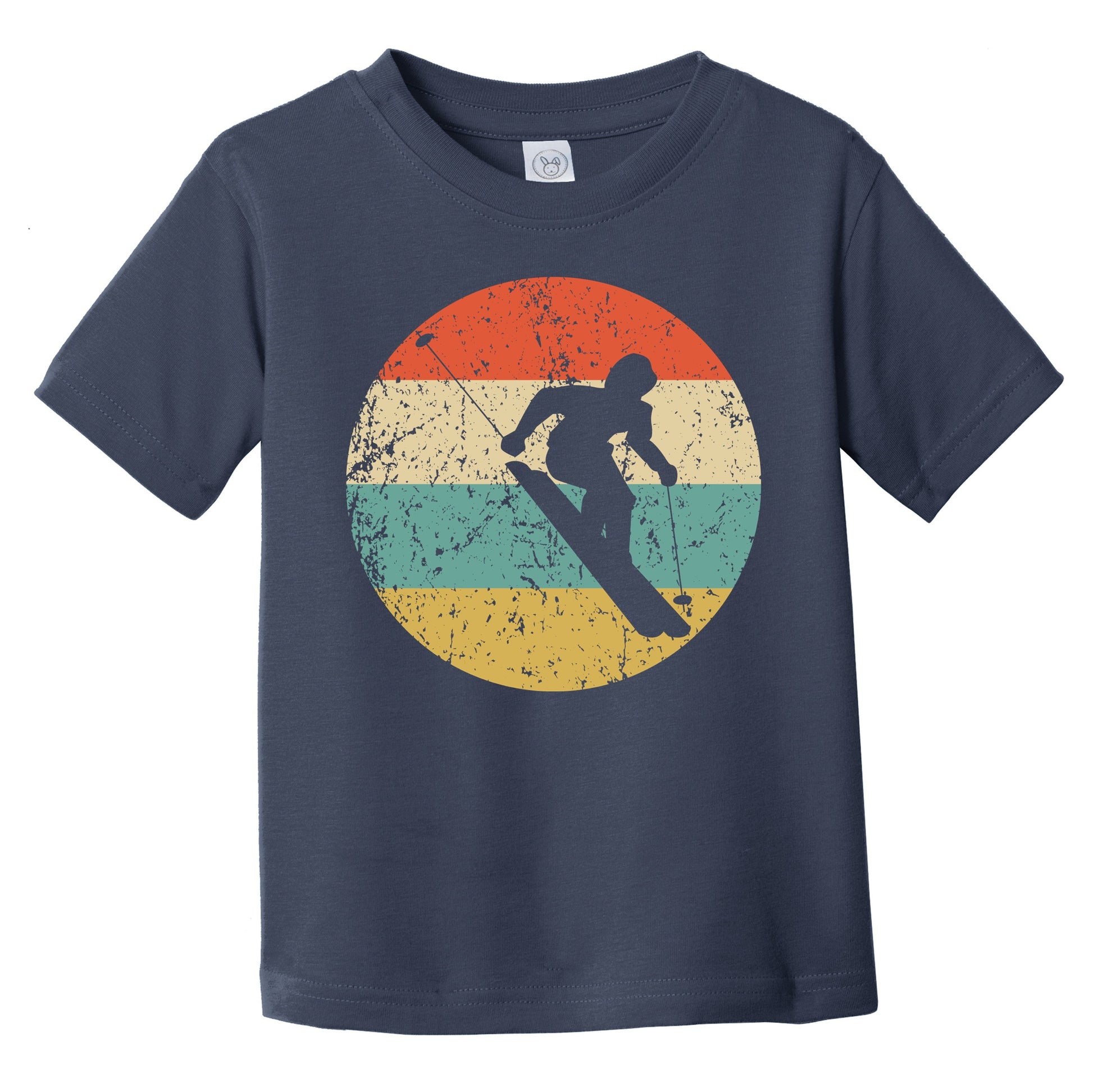 Downhill Skier Skiing Silhouette Retro Winter Sports Infant Toddler T-Shirt