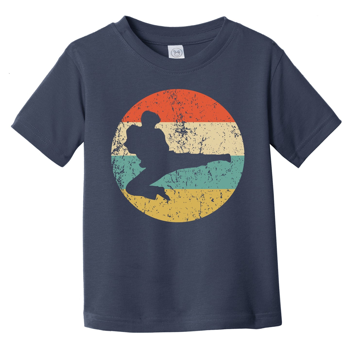 Karate Jump Kick Taekwondo Silhouette Retro Martial Arts Infant Toddler T-Shirt
