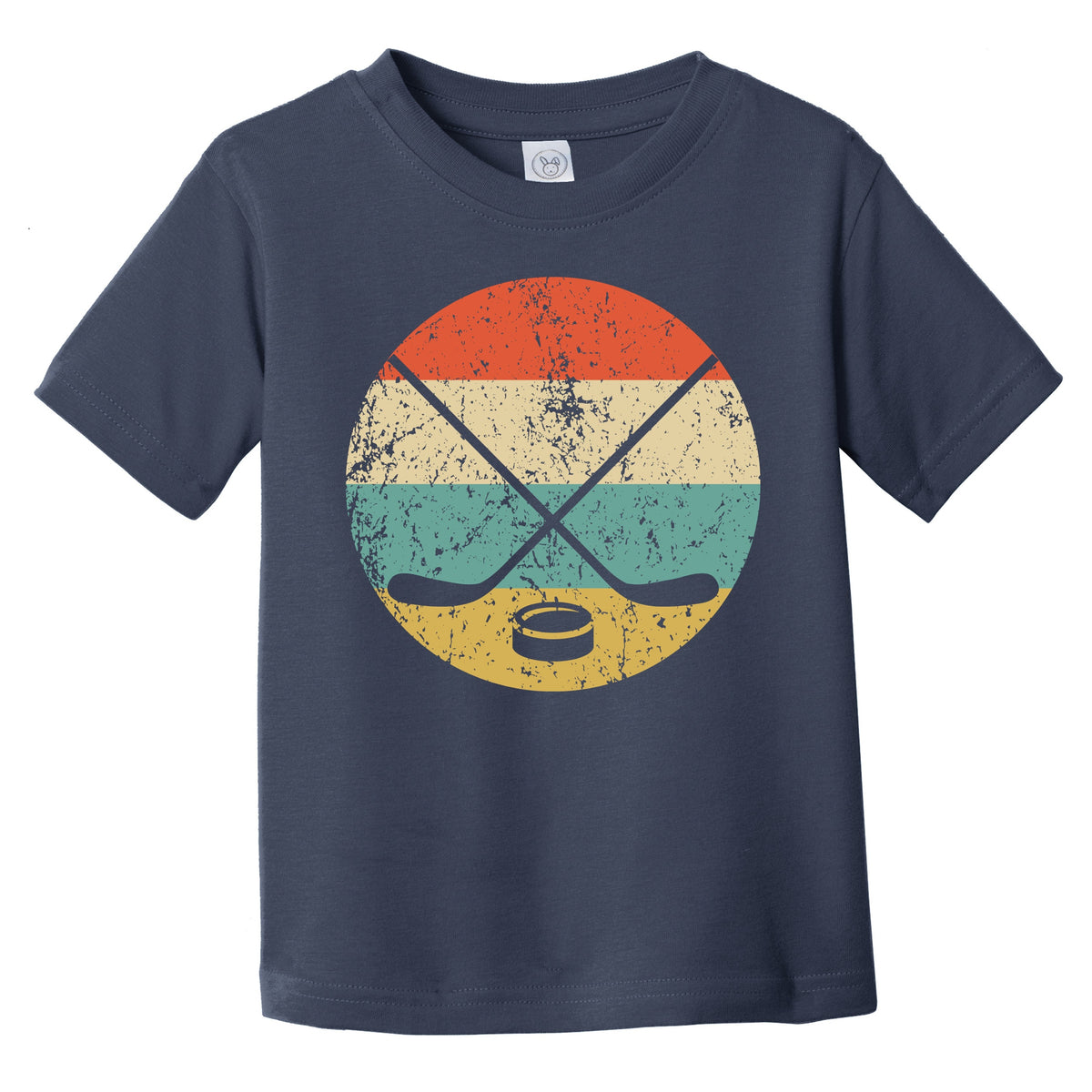 Crossed Hockey Sticks and Puck Icon Retro Hockey Infant Toddler T-Shirt